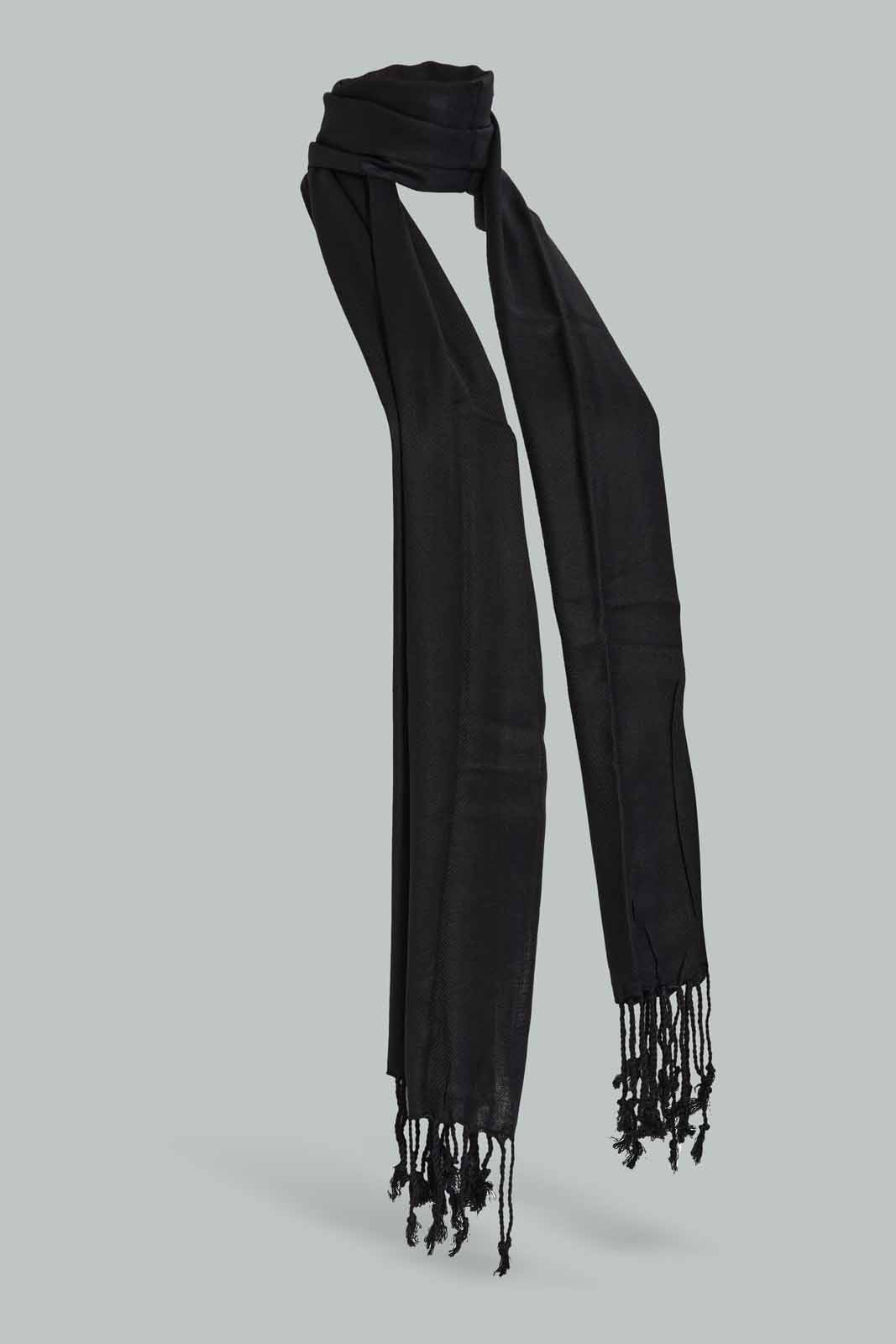Redtag-Black-Solid-Scarf-Category:Scarves,-Colour:Black,-Filter:Women's-Accessories,-New-In,-New-In-Women-ACC,-Non-Sale,-Section:Women,-W22A,-Women-Scarves-Women-