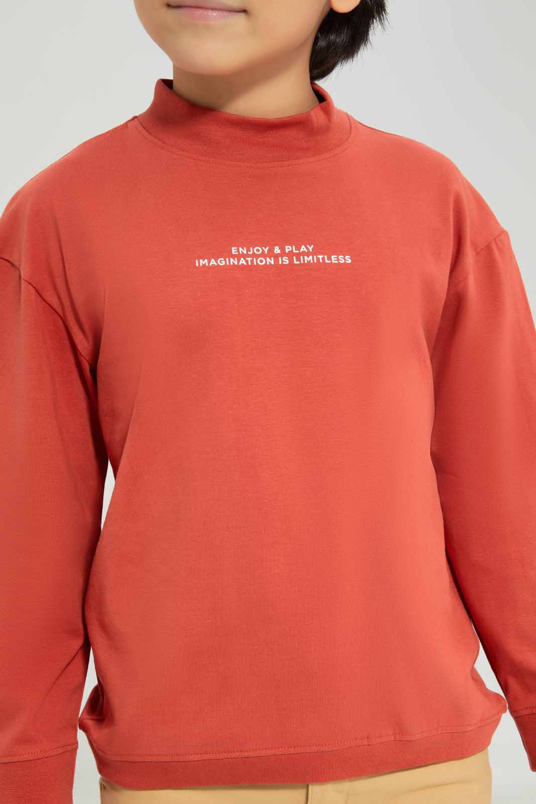 Boys Orange Turtle Neck T-Shirt
