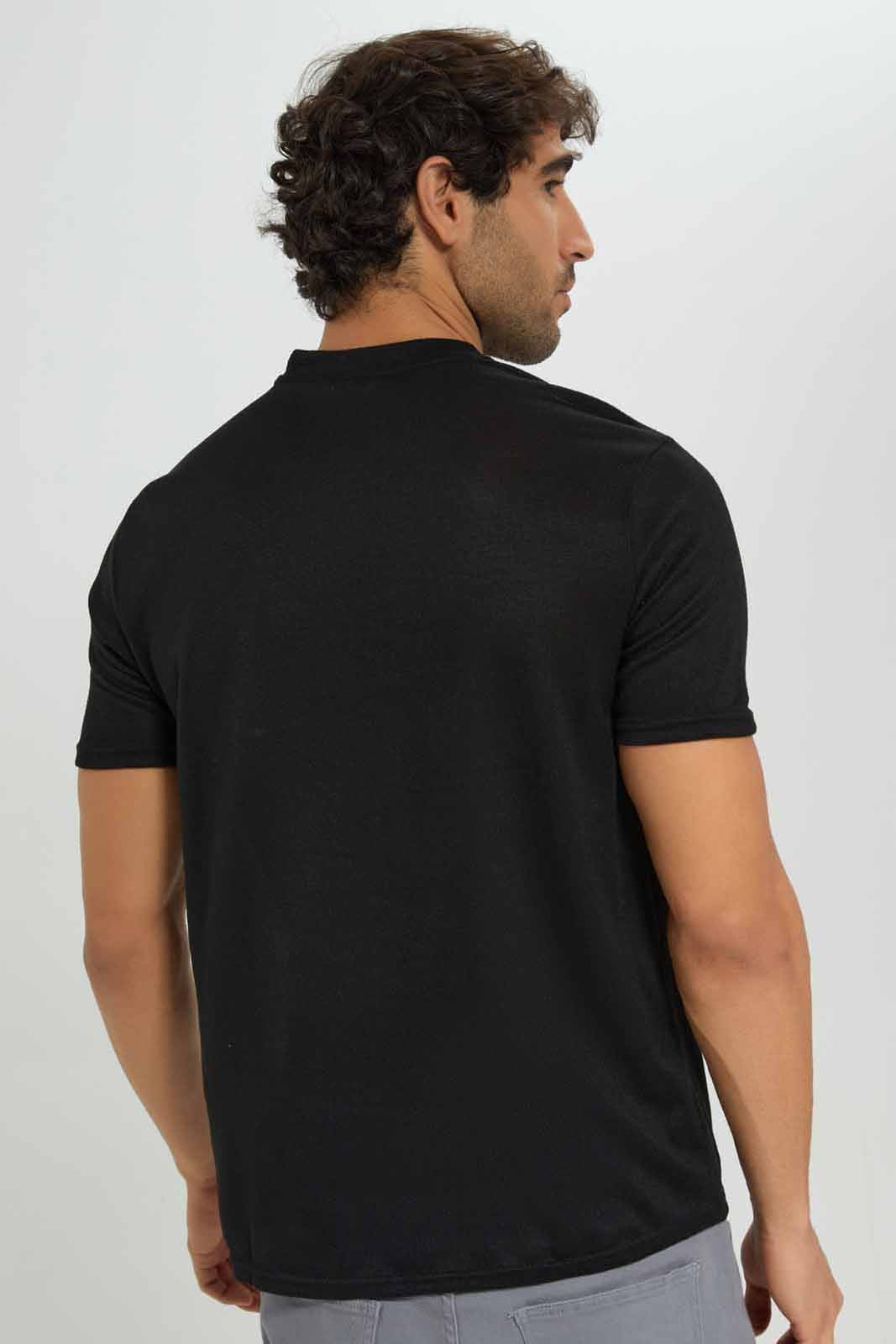 Redtag-Black-Knitwear-Tee-Category:T-Shirts,-Colour:Black,-Deals:New-In,-Filter:Men's-Clothing,-KSH,-Men-T-Shirts,-New-In-Men-APL,-Non-Sale,-Section:Men,-W22A-Men's-