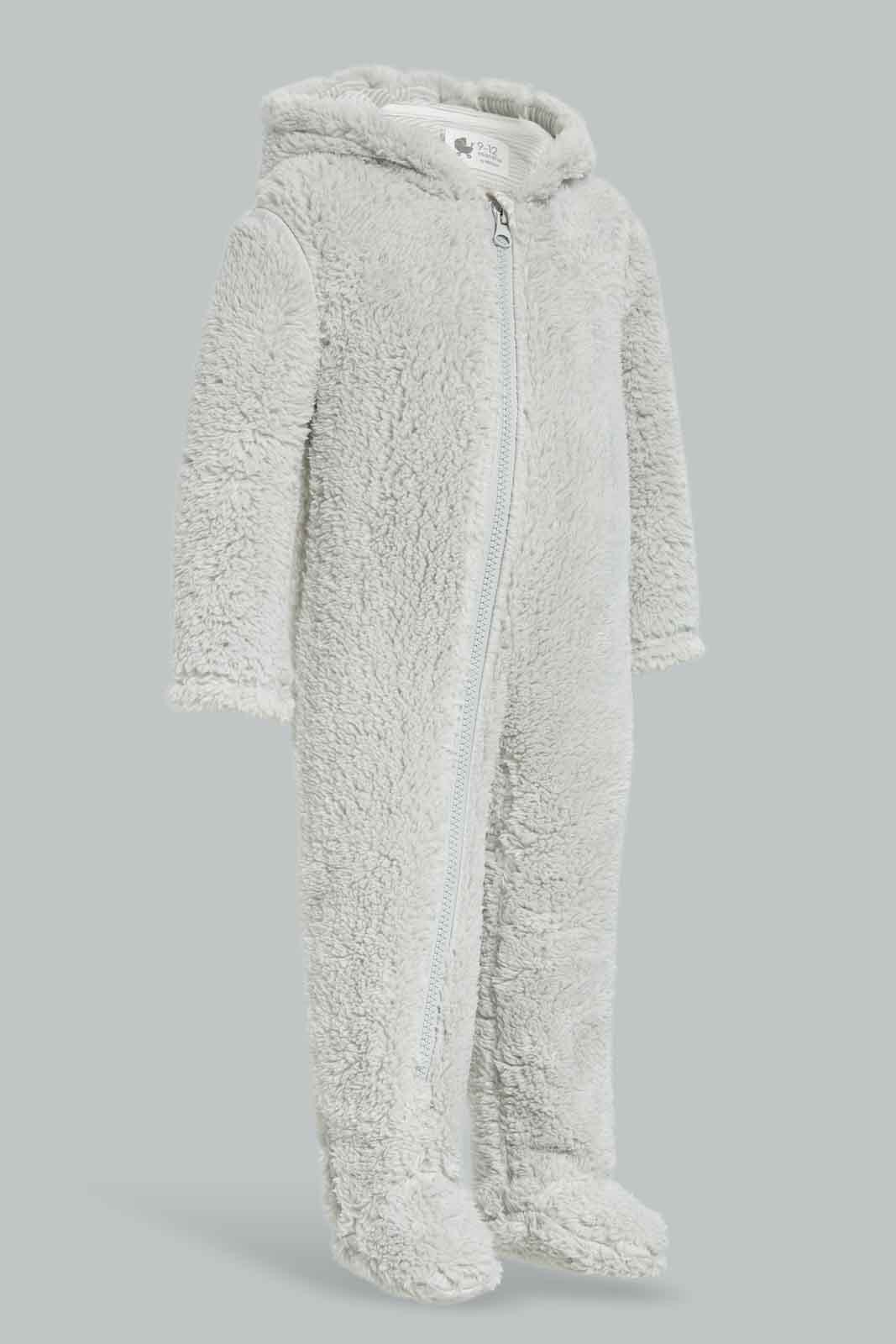 Redtag-Hooded-Fluffy-Pramsuit-Grey-Category:Coats,-Colour:Grey,-Deals:New-In,-Dept:New-Born,-Filter:Baby-(0-to-12-Mths),-NBB-Coats,-New-In-NBB-APL,-Non-Sale,-Section:Boys-(0-to-14Yrs),-W22B-Baby-0 to 12 Months