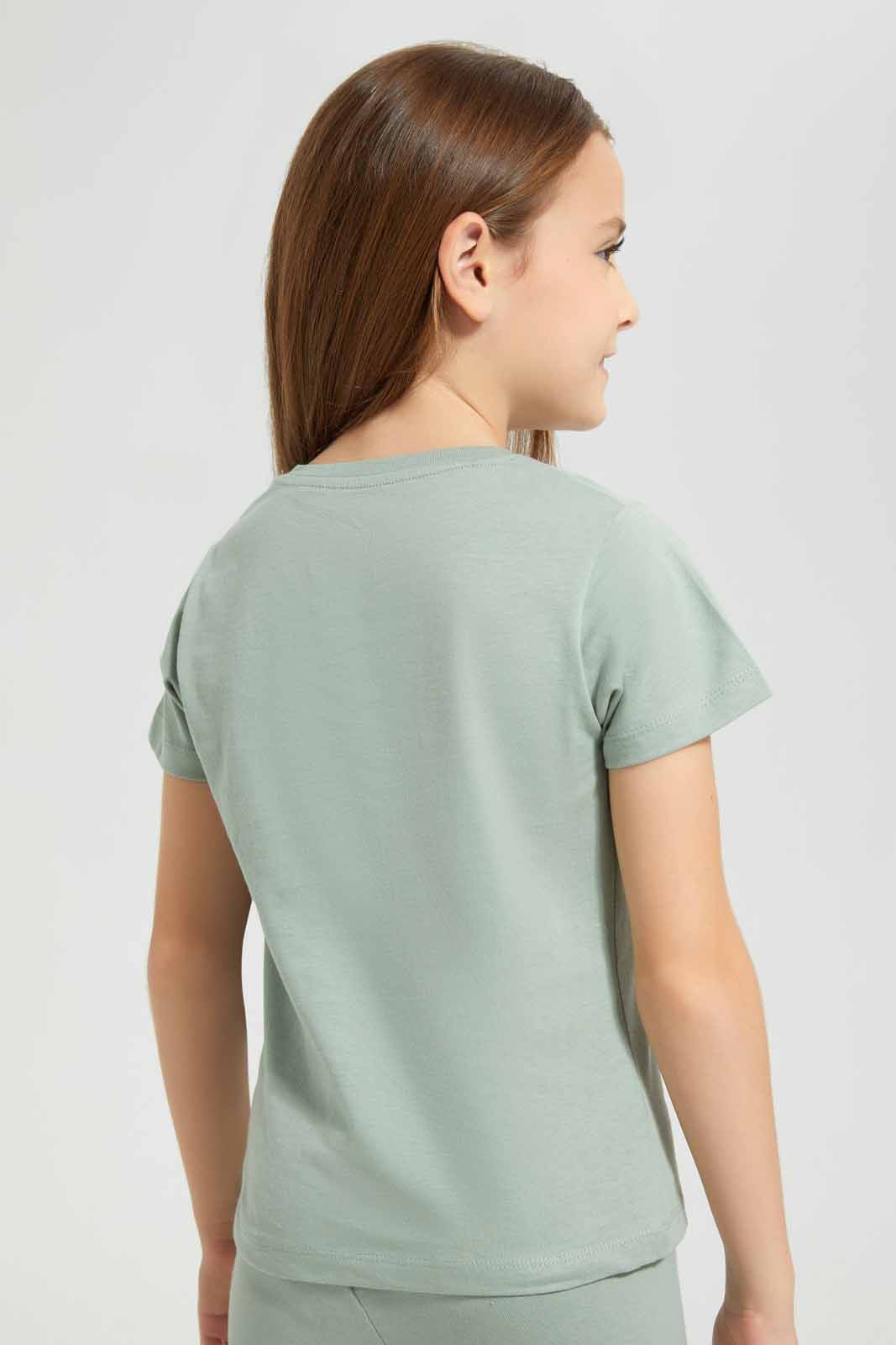Redtag-Basic-Tee---Sage-Category:T-Shirts,-Colour:Grey,-Deals:New-In,-Filter:Girls-(2-to-8-Yrs),-GIR-T-Shirts,-New-In-GIR-APL,-Non-Sale,-Section:Girls-(0-to-14Yrs),-TBL,-W22A-Girls-2 to 8 Years
