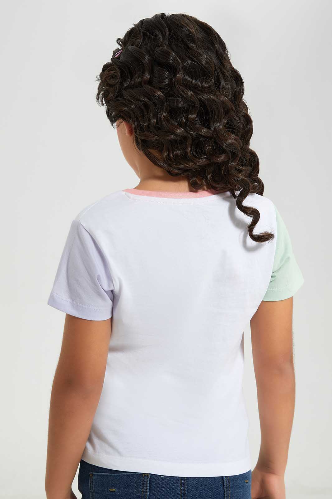 Redtag-Basic-Tee---Eyelashesh-White-Category:T-Shirts,-Colour:White,-Deals:New-In,-Filter:Girls-(2-to-8-Yrs),-GIR-T-Shirts,-New-In-GIR-APL,-Non-Sale,-Section:Girls-(0-to-14Yrs),-TBL,-W22A-Girls-2 to 8 Years