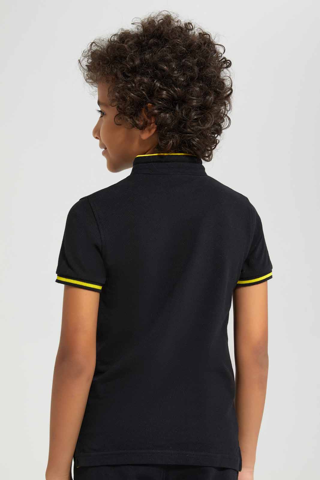 Redtag-Balck-Batman-Stand-Up-Collar-Polo-T-Shirt-BOY-Polo-T-Shirts,-Category:Polo-T-Shirts,-CHR,-Colour:Black,-Deals:New-In,-Filter:Boys-(2-to-8-Yrs),-New-In-BOY-APL,-Non-Sale,-Section:Boys-(0-to-14Yrs),-TBL,-W22A-Boys-2 to 8 Years