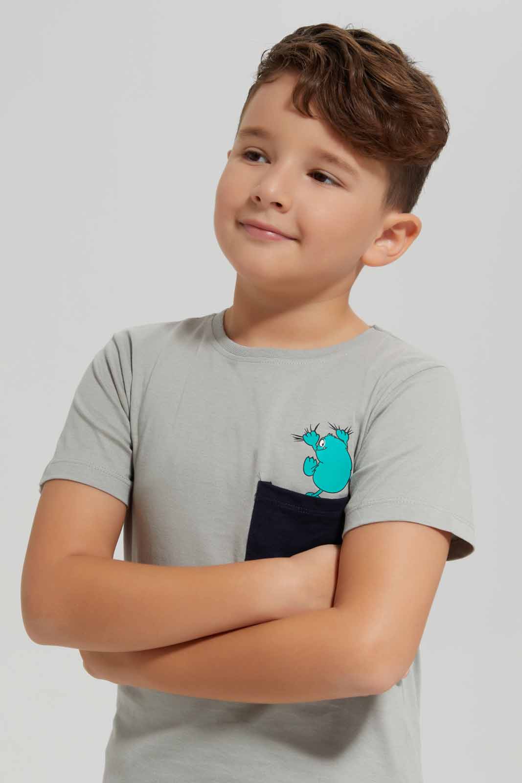 Redtag-Grey-Short-Sleeve-Gel-Print-T-shirt-BOY-T-Shirts,-Category:T-Shirts,-Colour:Grey,-Deals:New-In,-Dept:Boys,-Filter:Boys-(2-to-8-Yrs),-New-In-BOY-APL,-Non-Sale,-Section:Boys-(0-to-14Yrs),-TBL,-W22A-Boys-2 to 8 Years