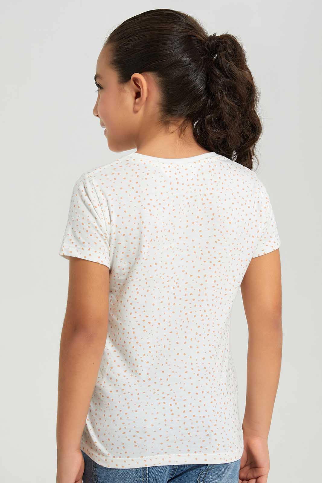 Redtag-White-Novelty-AOP---Placement-Category:T-Shirts,-Colour:White,-Deals:New-In,-Filter:Girls-(2-to-8-Yrs),-GIR-T-Shirts,-New-In-GIR-APL,-Non-Sale,-Section:Girls-(0-to-14Yrs),-TBL,-W22A-Girls-2 to 8 Years