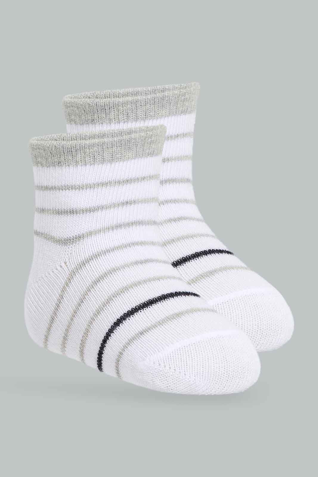 Redtag-White-Black-And-Grey-Stipe-Ankle-Length-Socks-365,-Category:Socks,-Colour:Assorted,-Deals:New-In,-Filter:Infant-Boys-(3-to-24-Mths),-INB-Socks,-New-In-INB-APL,-Non-Sale,-Section:Boys-(0-to-14Yrs)-Infant-Boys-3 to 24 Months