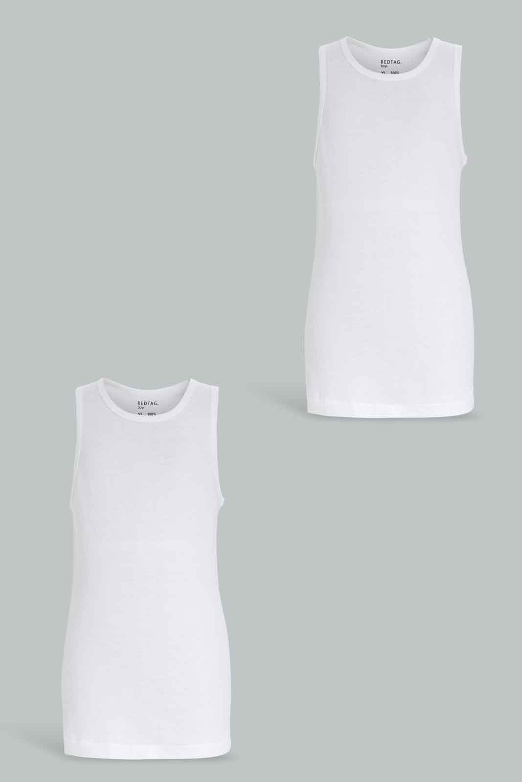 Redtag-White-2-Pcs-Pack-Sleeveless-Vests-Basic-365,-BSR-Vests,-Category:Vests,-Colour:White,-Deals:New-In,-ESS,-Filter:Senior-Boys-(8-to-14-Yrs),-New-In-BSR-APL,-Non-Sale,-Section:Boys-(0-to-14Yrs)-Senior-Boys-9 to 14 Years