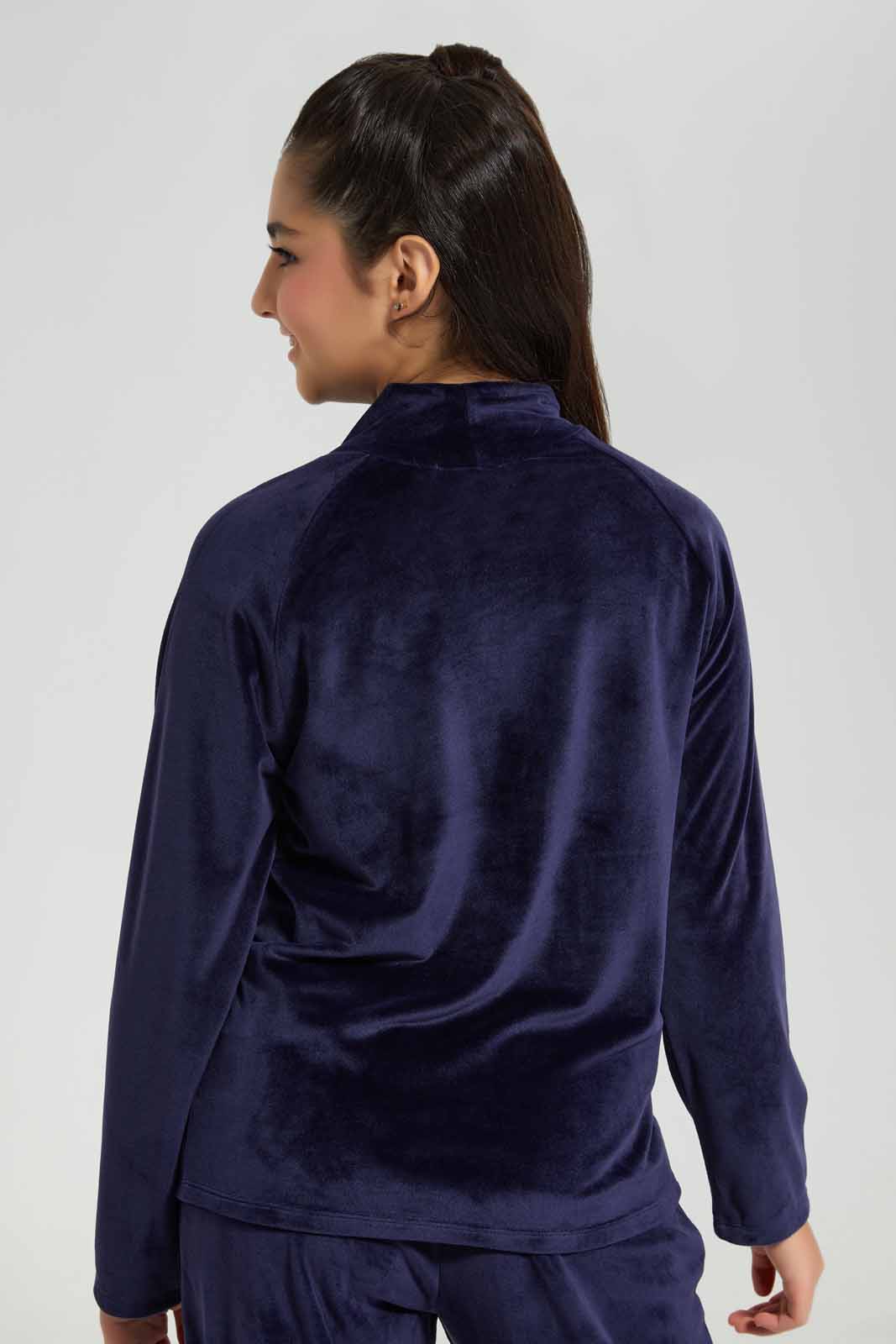 Redtag-Navy-Hi-Neck-Velour-Sweatshirts-Category:Sweatshirts,-Colour:Navy,-Deals:New-In,-Filter:Senior-Girls-(8-to-14-Yrs),-GSR-Sweatshirts,-New-In-GSR-APL,-Non-Sale,-Section:Girls-(0-to-14Yrs),-TBL,-W22B-Senior-Girls-9 to 14 Years