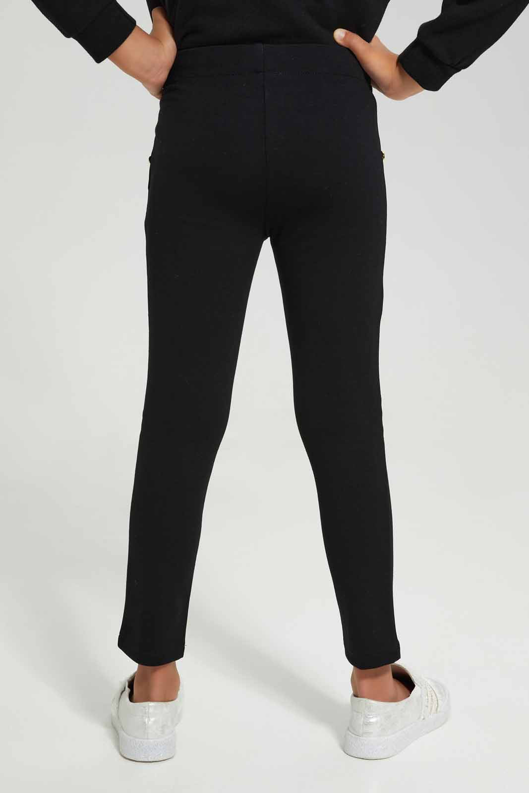 Redtag-Black-Ponti-Legging-Category:Leggings,-Colour:Black,-Deals:New-In,-Filter:Girls-(2-to-8-Yrs),-GIR-Leggings,-New-In-GIR-APL,-Non-Sale,-Section:Girls-(0-to-14Yrs),-VLM,-W22B-Girls-2 to 8 Years