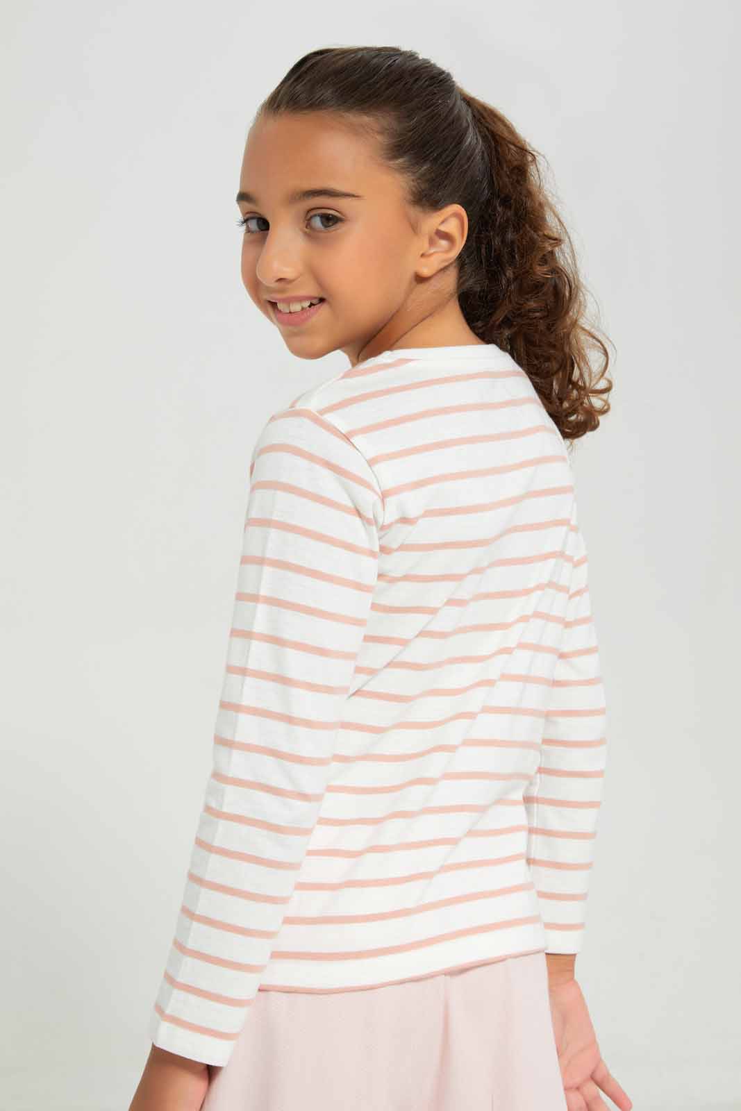 Redtag-White-Stripe-Ls-Basic-Tee---Stripe-Category:T-Shirts,-Colour:White,-Deals:New-In,-Filter:Girls-(2-to-8-Yrs),-GIR-T-Shirts,-New-In-GIR-APL,-Non-Sale,-Section:Girls-(0-to-14Yrs),-TBL,-W22B-Girls-2 to 8 Years