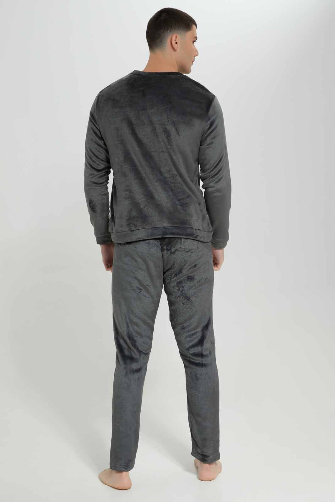 Redtag-Black-Fleece-Pyjama-Neck-Category:Pyjama-Sets,-Colour:Black,-Deals:New-In,-EHW,-Filter:Men's-Clothing,-Men-Pyjama-Sets,-New-In-Men-APL,-Non-Sale,-Section:Men,-W22B-Men's-