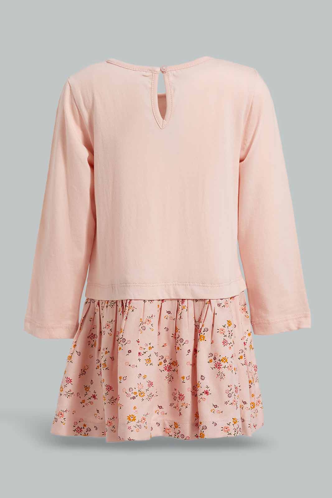 Redtag-Pink-Rabbit-Artwork-Dress-Category:Dresses,-Colour:Apricot,-Deals:New-In,-Filter:Infant-Girls-(3-to-24-Mths),-ING-Dresses,-New-In-ING-APL,-Non-Sale,-Section:Girls-(0-to-14Yrs),-W22B-Infant-Girls-3 to 24 Months