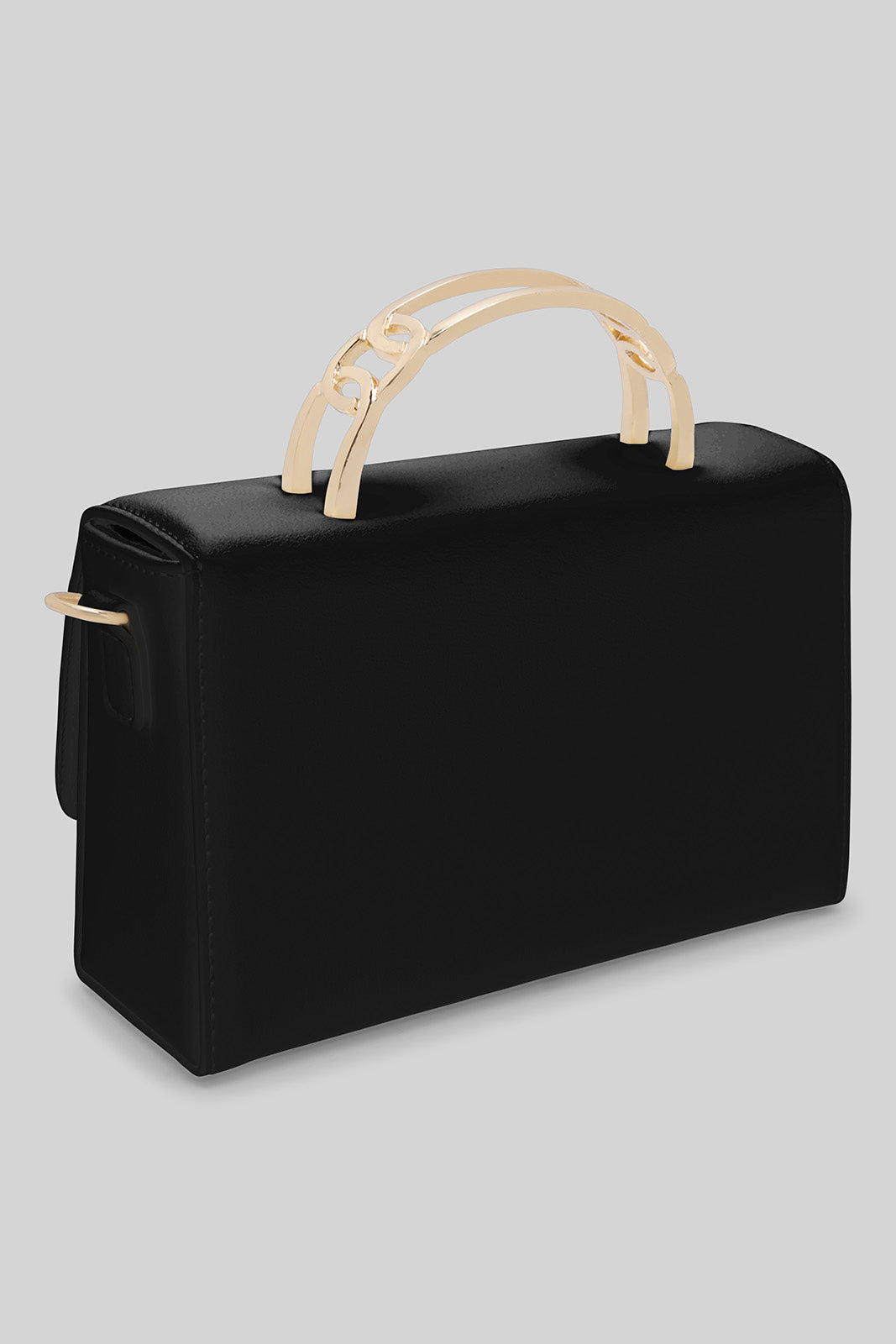 Redtag-Black-Clutch-Bag-With-Gold-Top-Handle-Category:Bags,-Colour:Black,-Filter:Women's-Accessories,-New-In,-New-In-Women-ACC,-Non-Sale,-Section:Women,-W22A,-Women-Bags-Women-