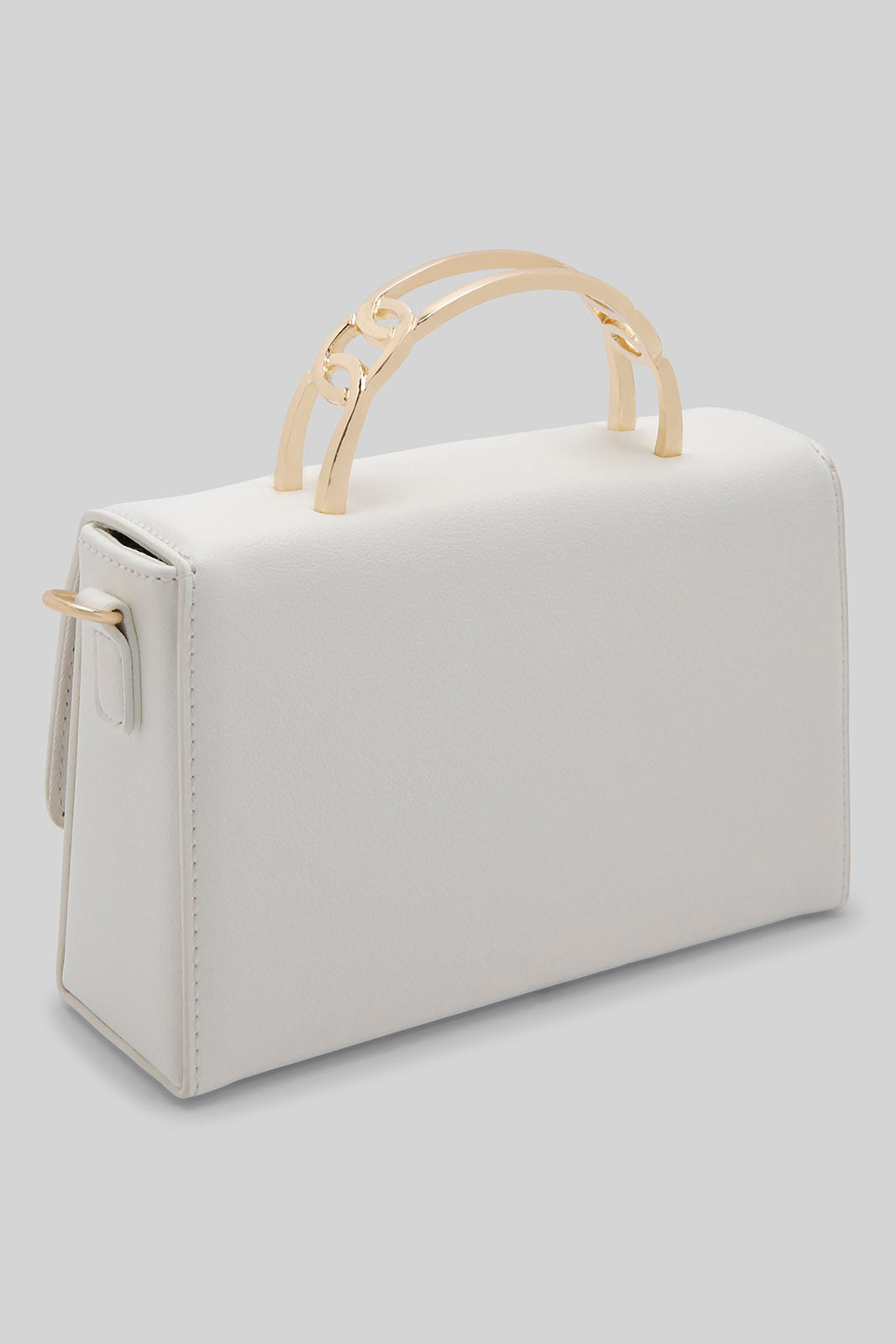 Redtag-White-Clutch-Bag-With-Gold-Top-Handle-Category:Bags,-Colour:White,-Filter:Women's-Accessories,-New-In,-New-In-Women-ACC,-Non-Sale,-Section:Women,-W22A,-Women-Bags-Women-