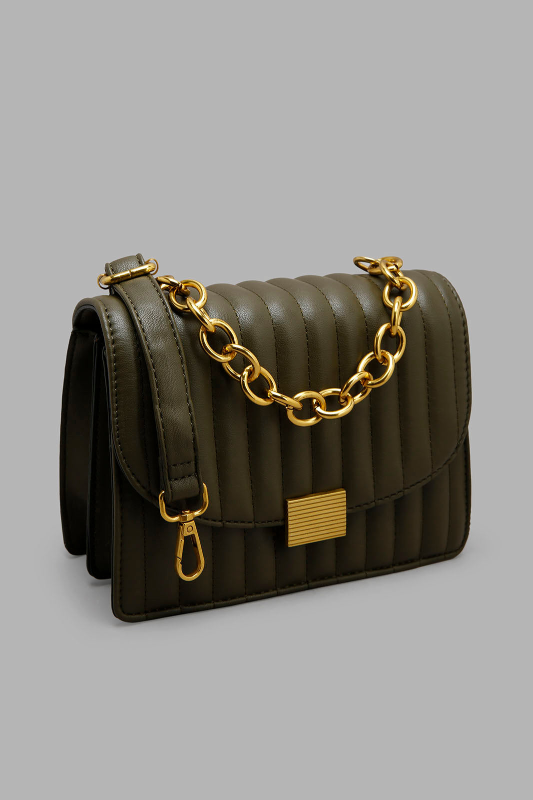 Redtag-Olive-Green-Cross-Body-With-Antique-Chain-Category:Bags,-Colour:Green,-Filter:Women's-Accessories,-New-In,-New-In-Women-ACC,-Non-Sale,-Section:Women,-W22A,-Women-Bags-Women-