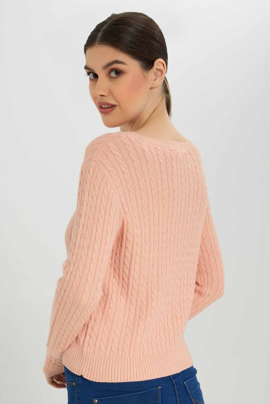 Redtag-Allover-Cable-Knit-Pullover-Category:Pullovers,-Colour:Apricot,-Deals:New-In,-Filter:Women's-Clothing,-New-In-Women-APL,-Non-Sale,-Section:Women,-TBL,-W22B,-Women-Pullovers-Women's-
