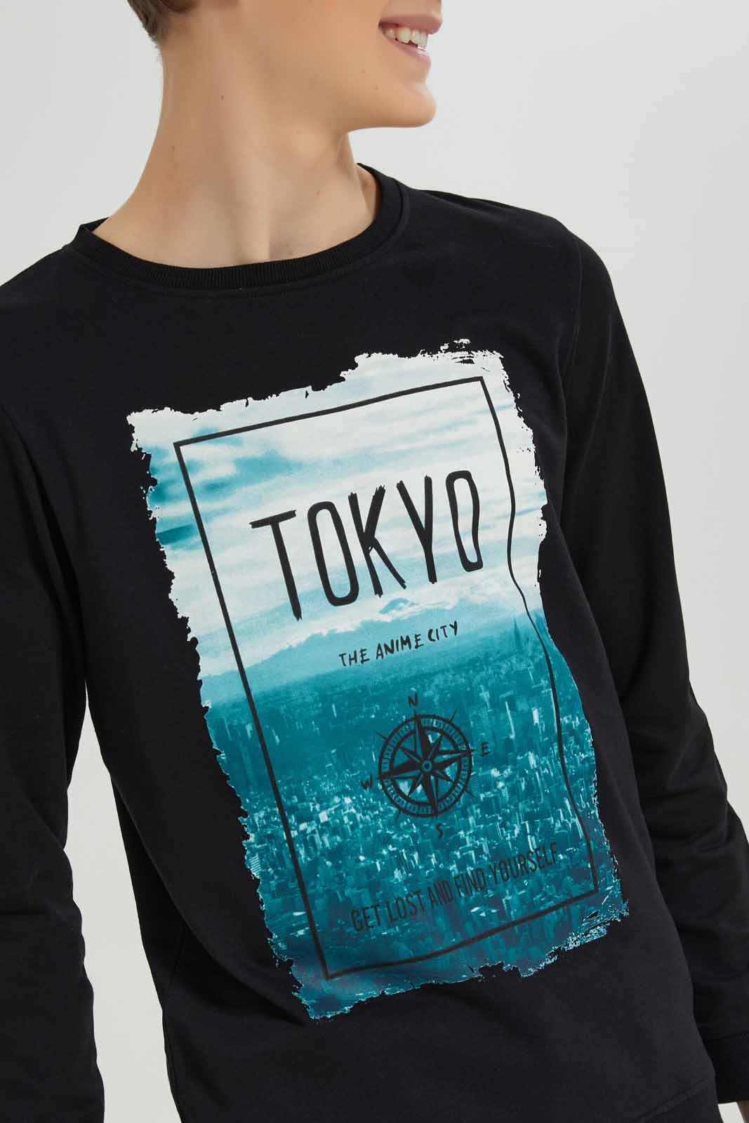 Redtag-Black-Tokyo-Sweat-Tee-BSR-Sweatshirts,-Category:Sweatshirts,-Colour:Black,-Deals:New-In,-Dept:Boys,-Filter:Senior-Boys-(8-to-14-Yrs),-New-In-BSR-APL,-Non-Sale,-Section:Boys-(0-to-14Yrs),-TBL,-W22B-Senior-Boys-9 to 14 Years