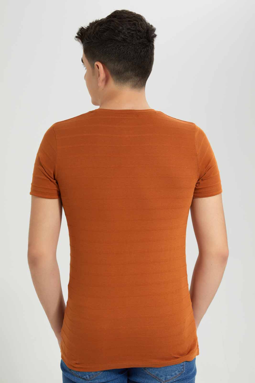 Redtag-Brown-Jacquard-Heneley-T-Shirt-BSR-T-Shirts,-Category:T-Shirts,-Colour:Brown,-Deals:New-In,-Filter:Senior-Boys-(8-to-14-Yrs),-New-In-BSR-APL,-Non-Sale,-Section:Boys-(0-to-14Yrs),-TBL,-W22A-Senior-Boys-9 to 14 Years