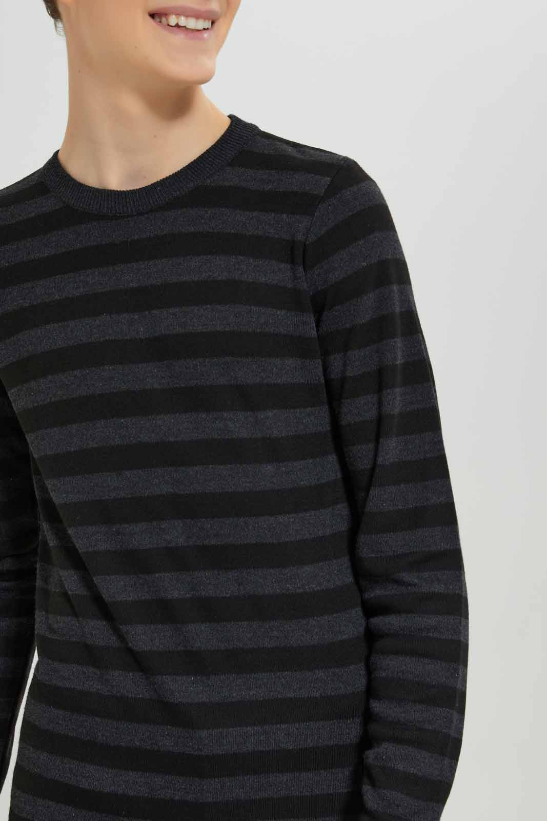 Redtag-Charcoal-Stripe-Pullover-BSR-Pullovers,-Category:Pullovers,-Colour:Charcoal,-Deals:New-In,-Dept:Boys,-Filter:Senior-Boys-(8-to-14-Yrs),-New-In-BSR-APL,-Non-Sale,-Section:Boys-(0-to-14Yrs),-TBL,-W22B-Senior-Boys-9 to 14 Years