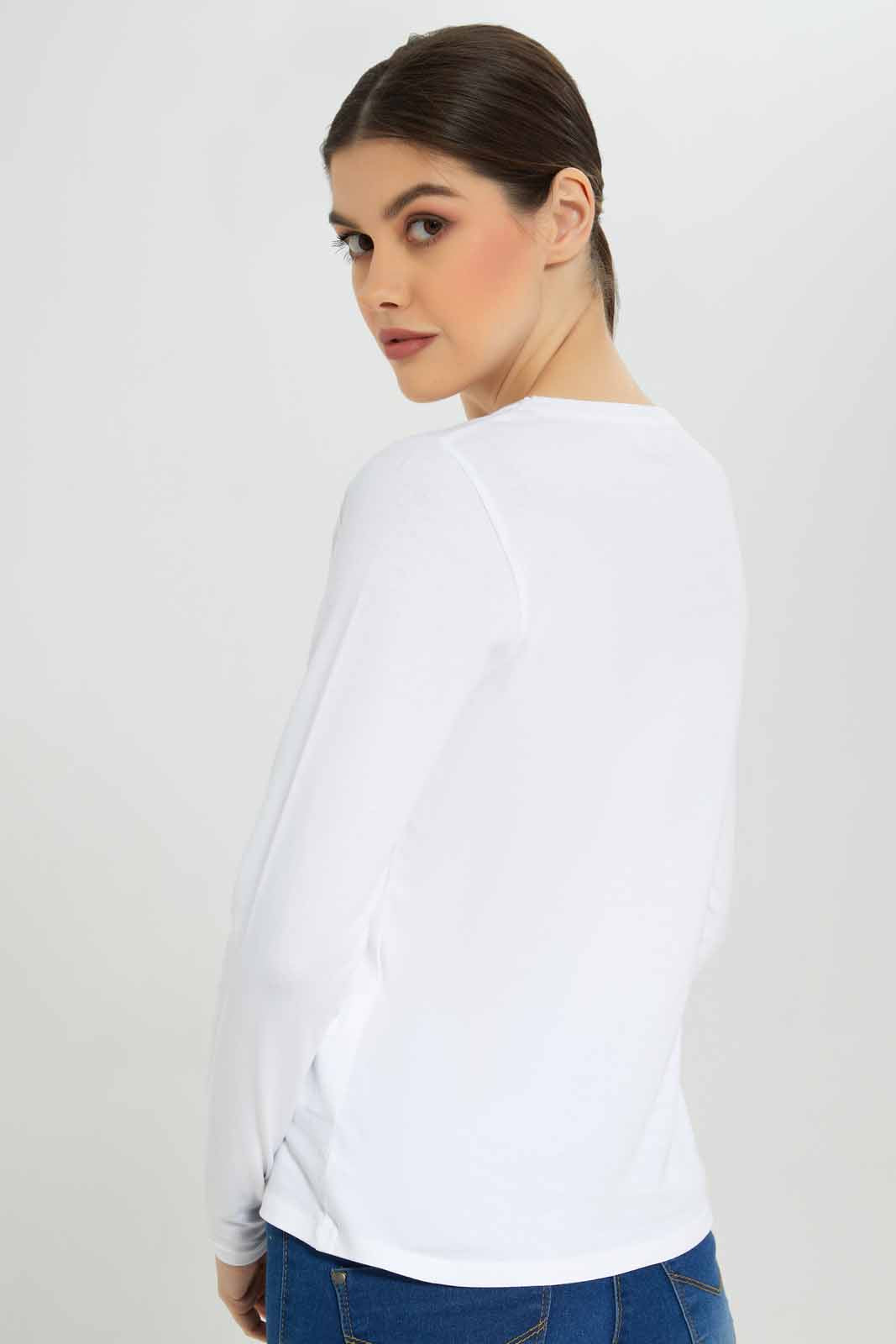 Redtag-White-Plain-Crew-Neck-Long-Sleeve-T-Shirt-Category:T-Shirts,-Colour:White,-Deals:New-In,-Filter:Women's-Clothing,-New-In-Women-APL,-Non-Sale,-Section:Women,-TBL,-W22B,-Women-T-Shirts-Women's-