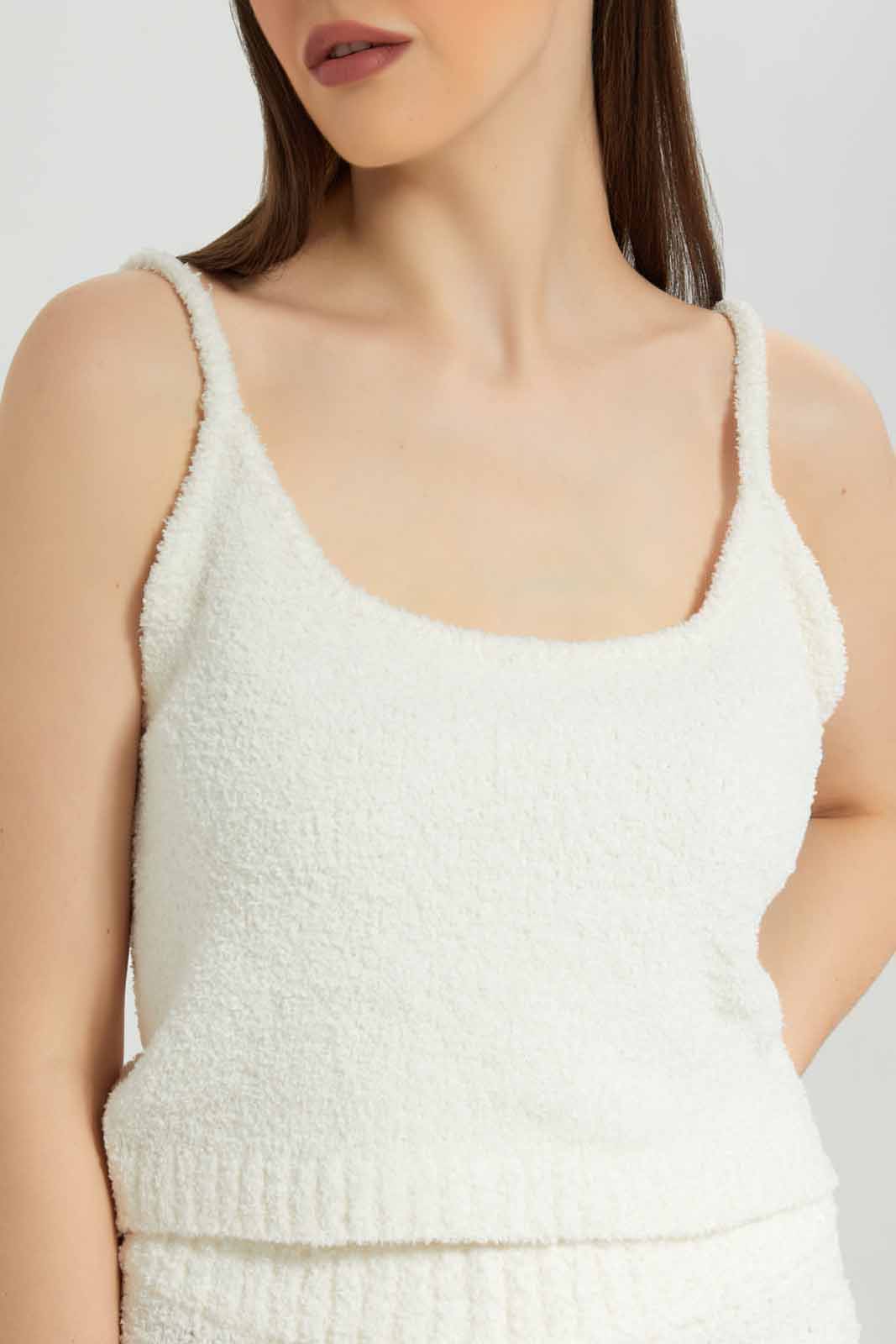 Women Ivory Shearling Cozy Lounge Vest