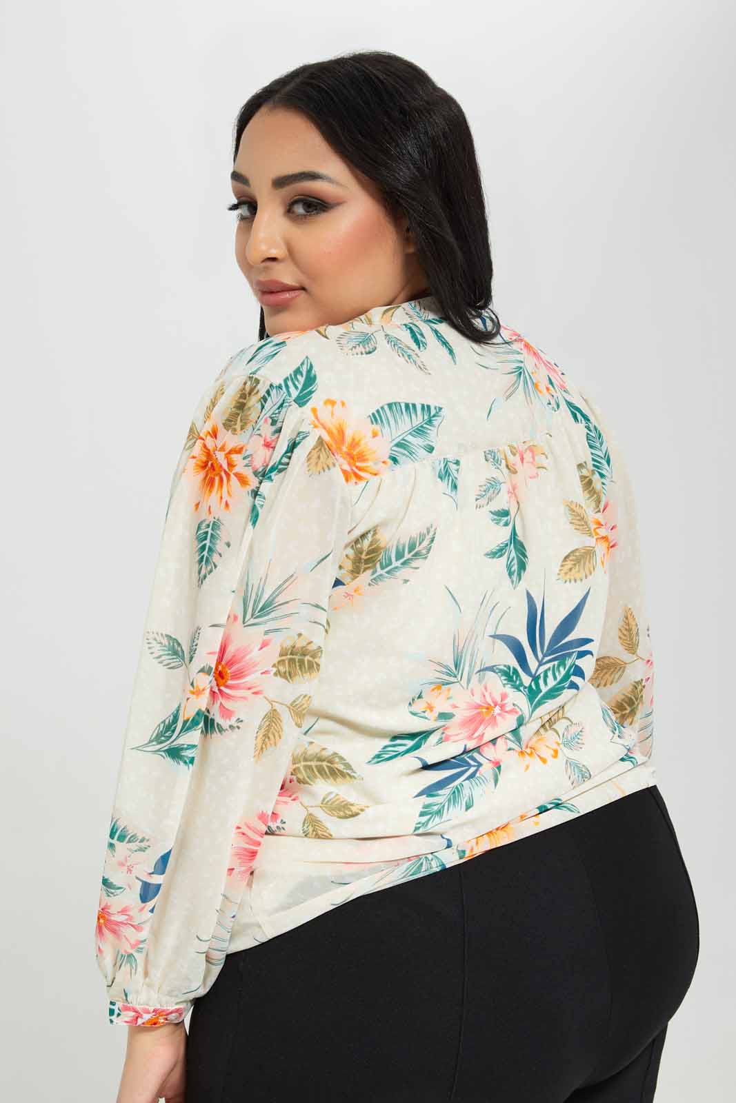 Redtag-Printed-Tie-Neck-Blouse-Category:Blouses,-Colour:Assorted,-Deals:New-In,-Filter:Plus-Size,-LDP-Blouses,-New-In-LDP-APL,-Non-Sale,-Section:Women,-W22A-Women's-