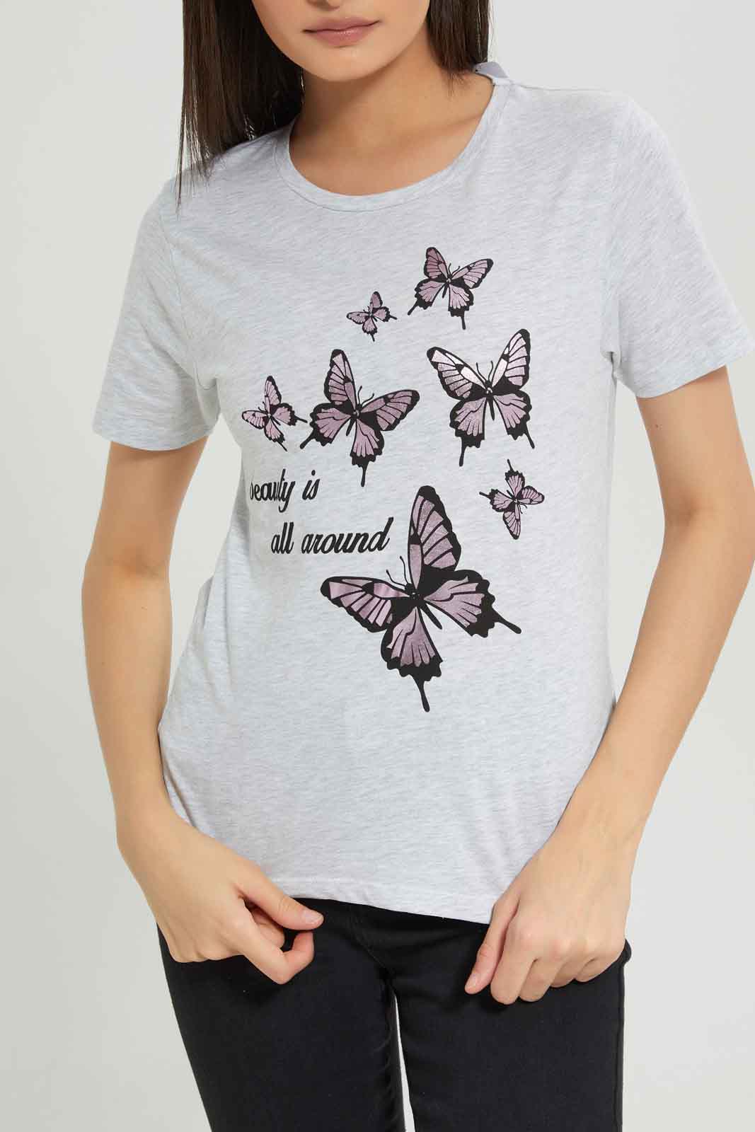 Redtag-Mid-Grey-Printed-T-Shirt-Category:T-Shirts,-Colour:Grey,-Deals:New-In,-Dept:Ladieswear,-Filter:Women's-Clothing,-New-In-Women-APL,-Non-Sale,-Section:Women,-TBL,-W22A,-Women-T-Shirts-Women's-