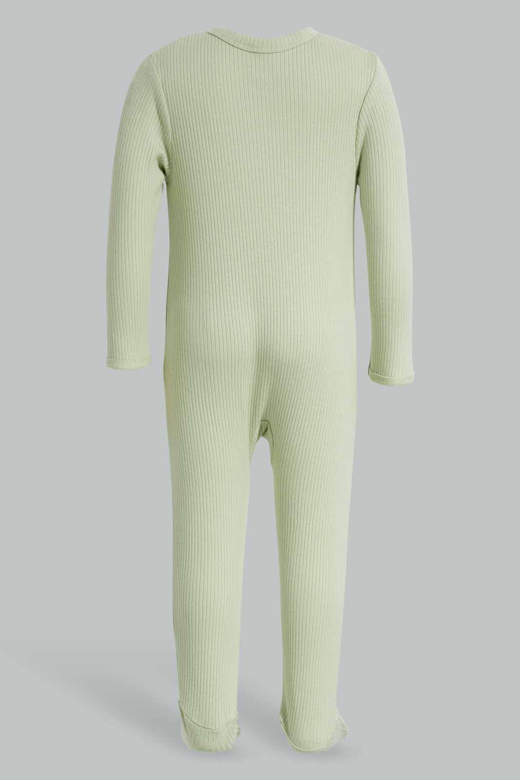 Redtag-Green-Little-Prince-Rib-Sleepsuit-Category:Sleepsuits,-Colour:Green,-Deals:New-In,-Filter:Baby-(0-to-12-Mths),-NBB-Sleepsuits,-New-In-NBB-APL,-Non-Sale,-Section:Boys-(0-to-14Yrs),-W22A-Baby-0 to 12 Months