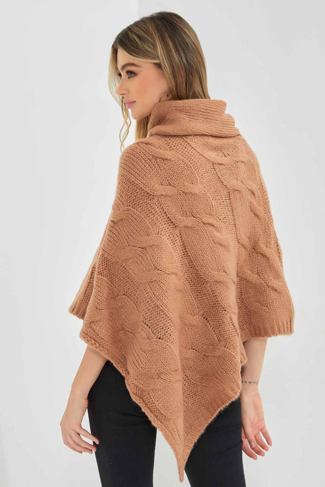 Redtag-Ivory-High-Neck-Cable-Knit-Ponho-Category:Pullovers,-Colour:Ivory,-Deals:New-In,-EHW,-Filter:Women's-Clothing,-New-In-Women-APL,-Non-Sale,-Section:Women,-W22B,-Women-Pullovers-Women's-