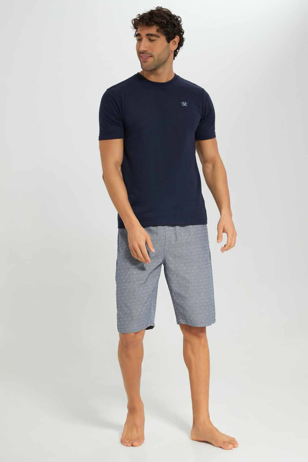 Men Grey And Navy Pyjama Set (2 Piece)