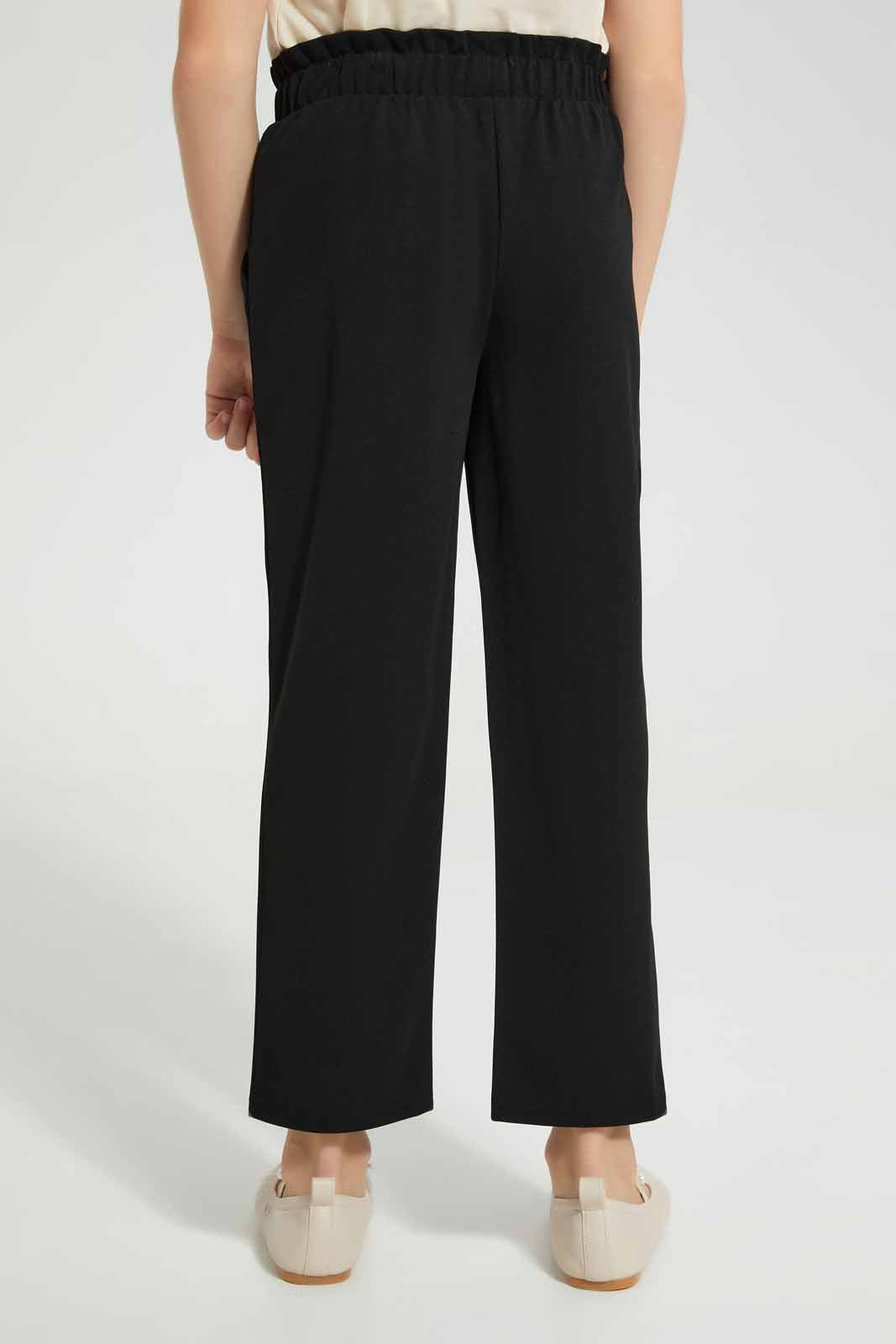 Redtag-Black-Trouser-With-Belt-Category:Trousers,-Colour:Black,-Deals:New-In,-Filter:Girls-(2-to-8-Yrs),-GIR-Trousers,-New-In-GIR-APL,-Non-Sale,-Section:Girls-(0-to-14Yrs),-W22A-Girls-2 to 8 Years
