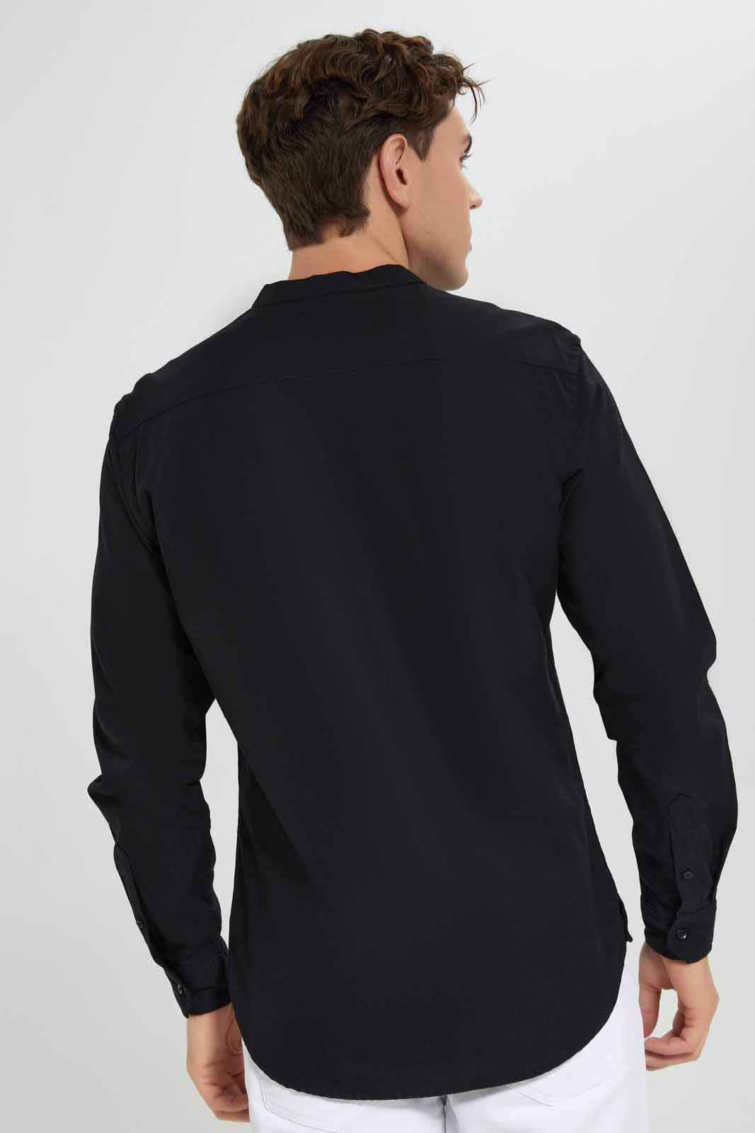 Redtag-Black-L/S-Oxford-Kurta-Shirt-Category:Shirts,-Colour:Black,-Deals:New-In,-Filter:Men's-Clothing,-Men-Shirts,-New-In-Men-APL,-Non-Sale,-Section:Men,-W22A-Men's-