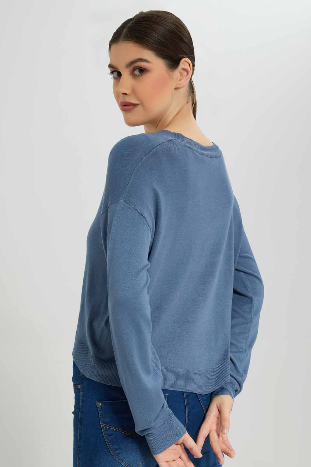 Redtag-Blue-Button-Front-V-Neck-Cardigan-Category:Cardigans,-Colour:Blue,-Deals:New-In,-Filter:Women's-Clothing,-New-In-Women-APL,-Non-Sale,-Section:Women,-TBL,-W22B,-Women-Cardigans-Women's-