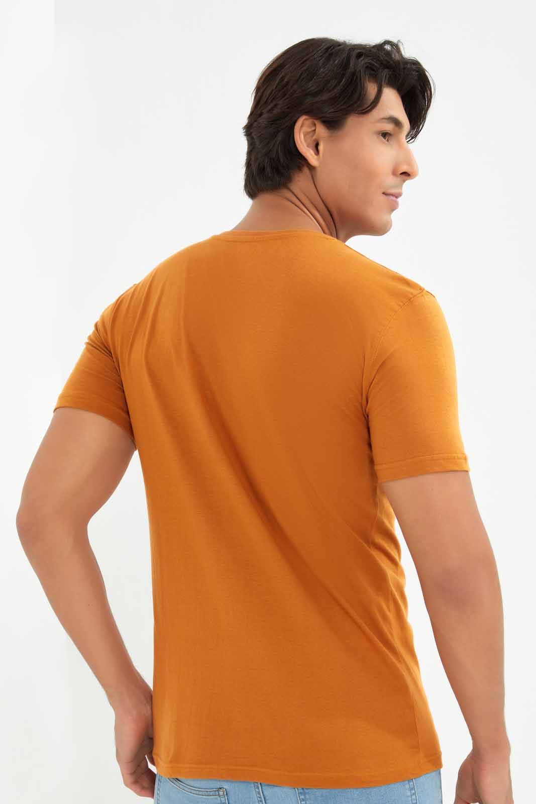 Redtag-Yellow-V-Neck-T-Shirt-Category:T-Shirts,-Colour:Yellow,-Deals:New-In,-Filter:Men's-Clothing,-Men-T-Shirts,-New-In-Men-APL,-Non-Sale,-Section:Men,-TBL,-W22A-Men's-