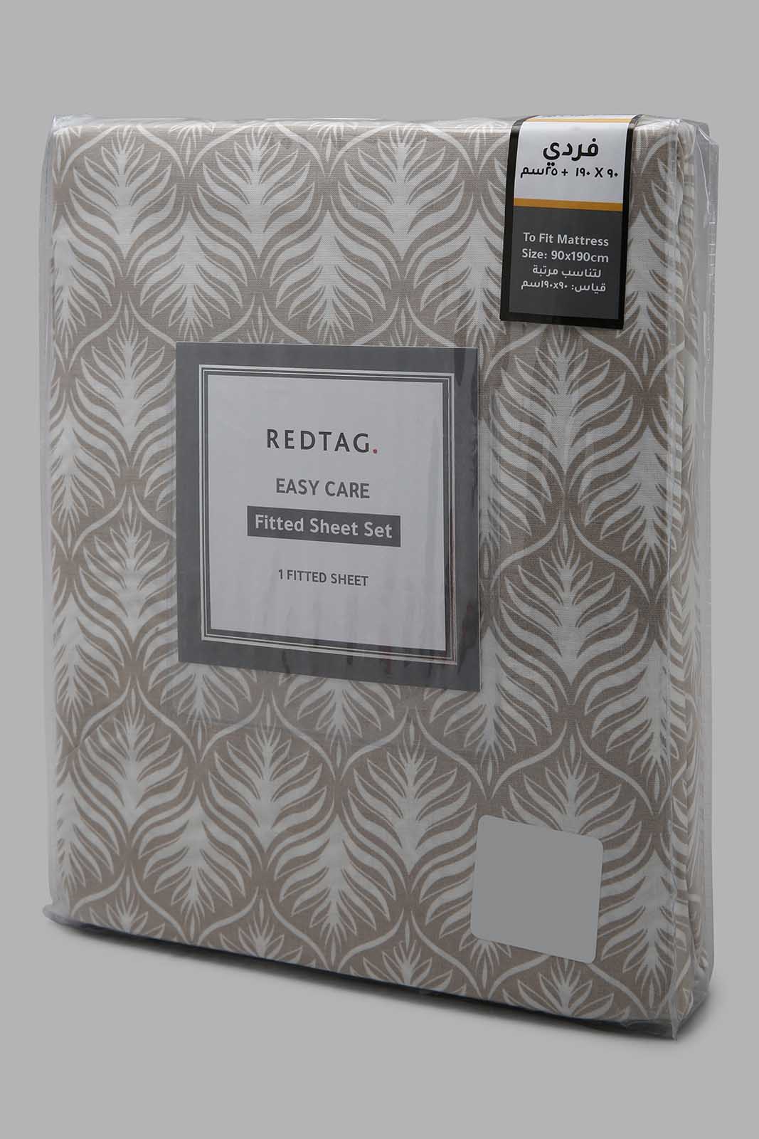 Redtag-Beige-Chevron-Printed-Fitted-Sheet-(Single-Size)-Category:Fitted-Sheets,-Colour:Beige,-Deals:New-In,-Filter:Home-Bedroom,-HMW-BED-Fitted-Sheets,-New-In-HMW-BED,-Non-Sale,-Section:Homewares,-W22B-Home-Bedroom-