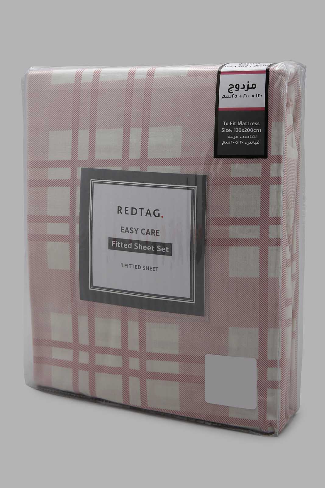 Redtag-Pink-Check-Printed-Fitted-Sheet-(Twin-Size)-Category:Fitted-Sheets,-Colour:Pink,-Deals:New-In,-Filter:Home-Bedroom,-HMW-BED-Fitted-Sheets,-New-In-HMW-BED,-Non-Sale,-Section:Homewares,-W22B-Home-Bedroom-