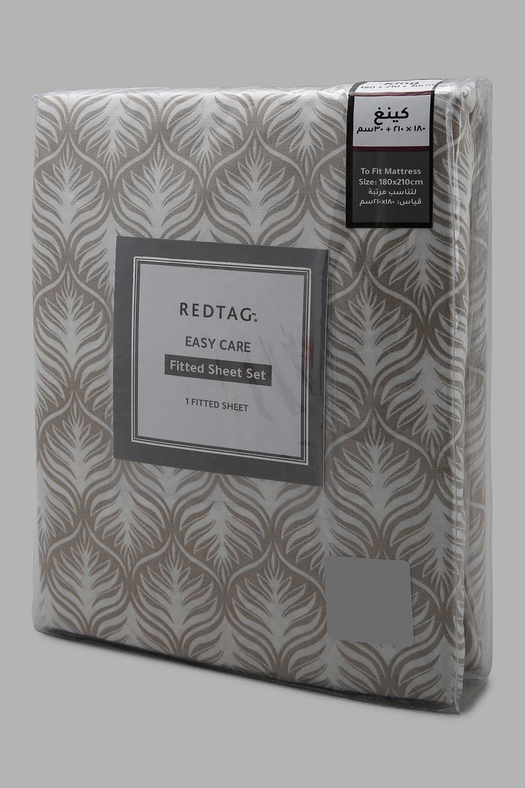 Redtag-Beige-Chevron-Printed-Fitted-Sheet-(King-Size)-Category:Fitted-Sheets,-Colour:Beige,-Deals:New-In,-Filter:Home-Bedroom,-HMW-BED-Fitted-Sheets,-New-In-HMW-BED,-Non-Sale,-Section:Homewares,-W22B-Home-Bedroom-