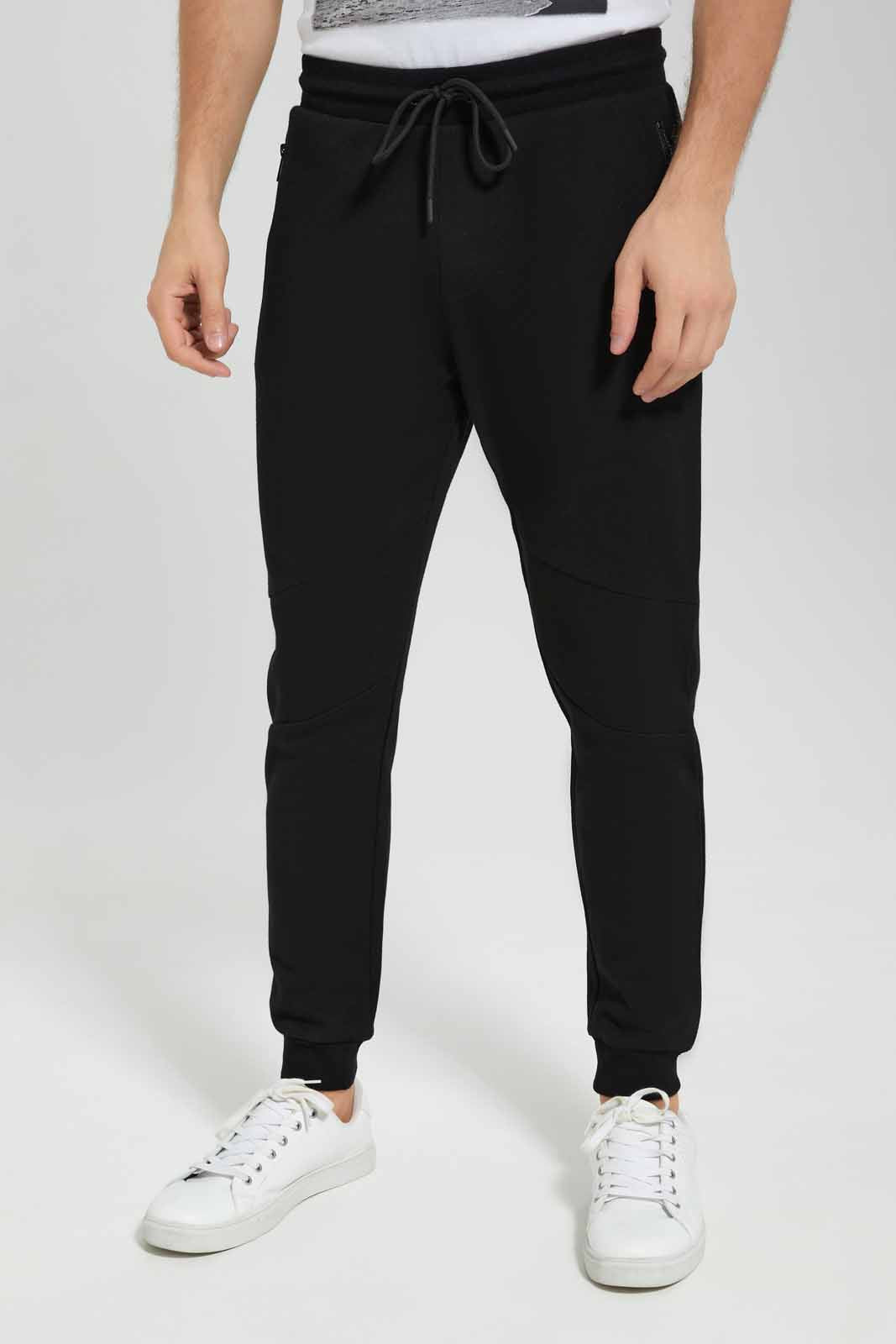 Redtag-Black-Pique-Biker-Jog-Pant-Category:Joggers,-Colour:Black,-Deals:New-In,-Dept:Menswear,-Filter:Men's-Clothing,-Men-Joggers,-New-In-Men-APL,-Non-Sale,-Section:Men,-W22B-Men's-