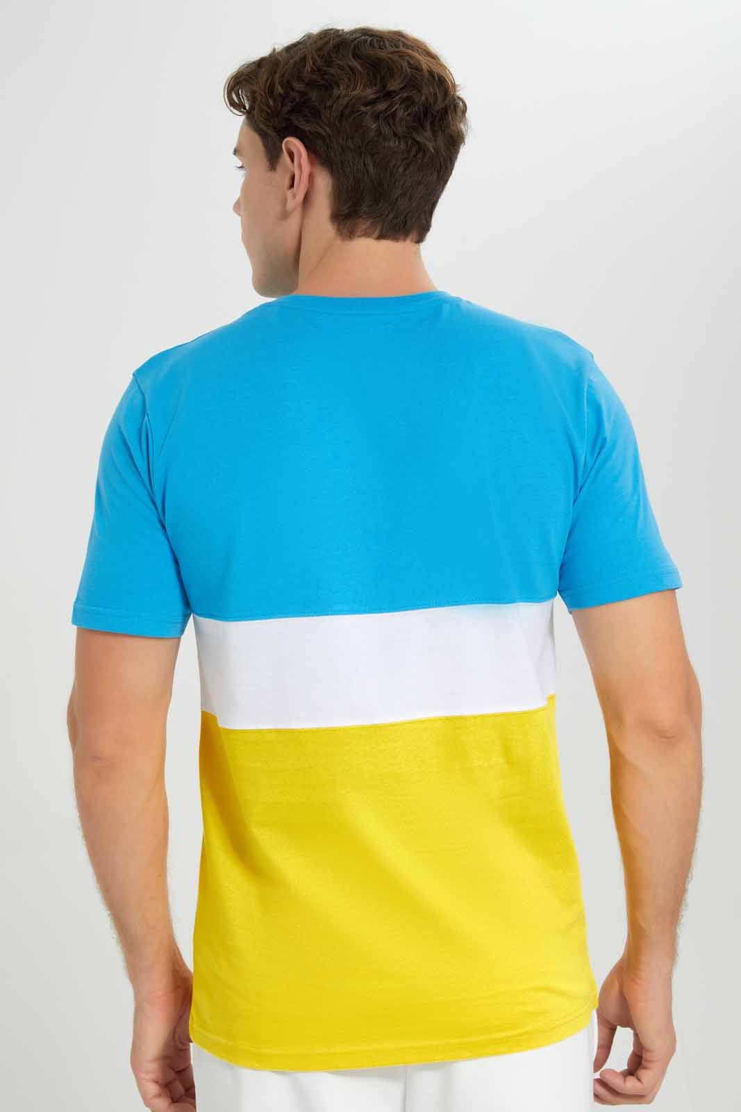 Redtag-Blue-White-Yellow-Color-Block-Tee-Category:T-Shirts,-Colour:Blue,-Deals:New-In,-Filter:Men's-Clothing,-Men-T-Shirts,-New-In-Men-APL,-Non-Sale,-Section:Men,-W22B-Men's-