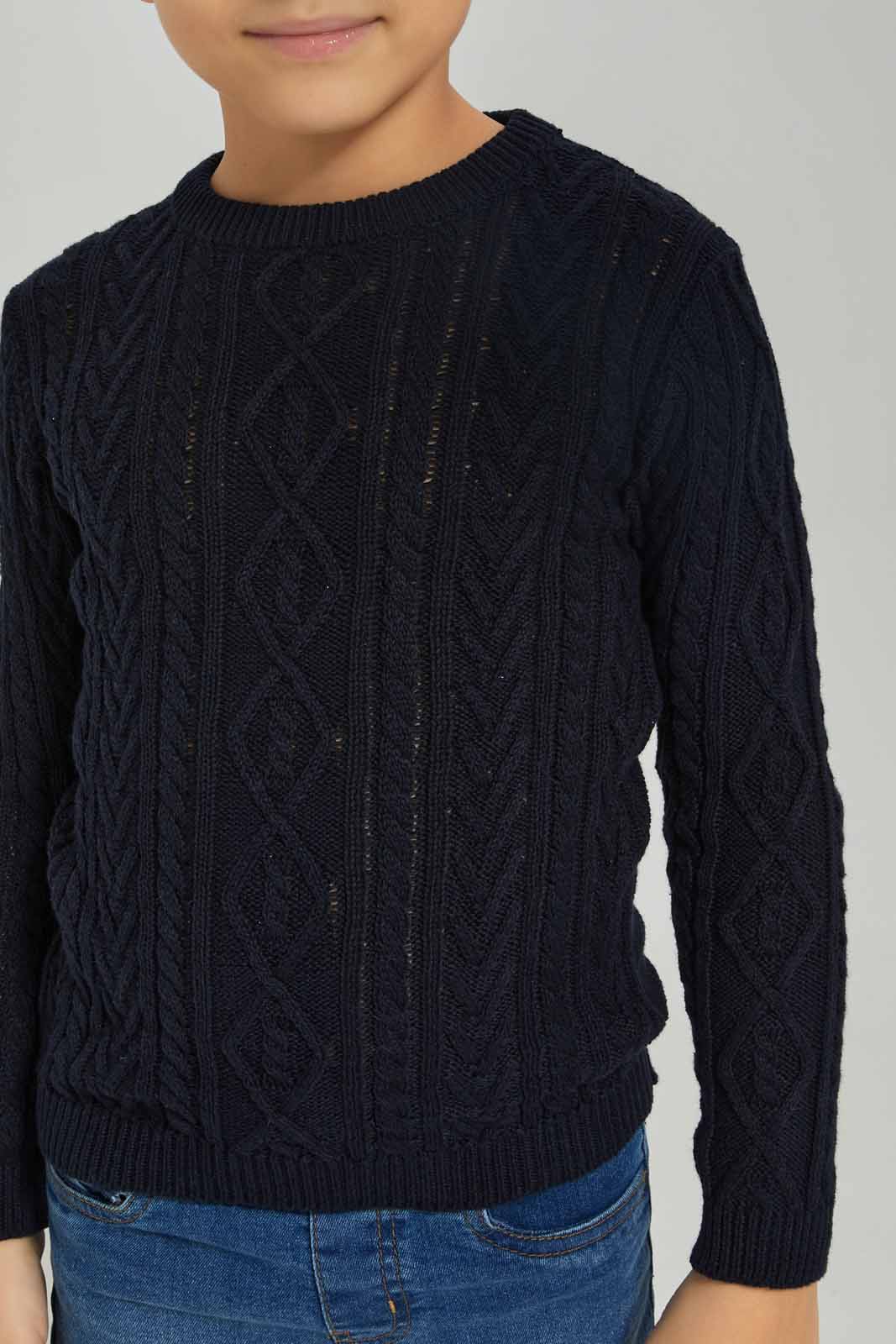 Redtag-Navy-Cable-Jumper-BOY-Pullovers,-Category:Pullovers,-Colour:Navy,-Deals:New-In,-Dept:Boys,-Filter:Boys-(2-to-8-Yrs),-New-In-BOY-APL,-Non-Sale,-Section:Boys-(0-to-14Yrs),-W22B-Boys-2 to 8 Years