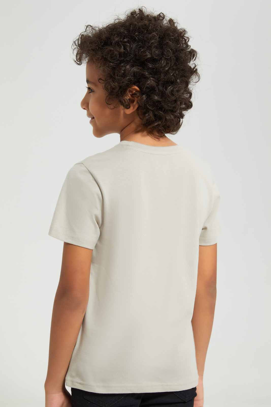 Redtag-Stone-Crane-Print-Short-Sleeve-T---shirt-BOY-T-Shirts,-Category:T-Shirts,-Colour:Beige,-Deals:New-In,-Filter:Boys-(2-to-8-Yrs),-New-In-BOY-APL,-Non-Sale,-Section:Boys-(0-to-14Yrs),-TBL,-W22A-Boys-2 to 8 Years