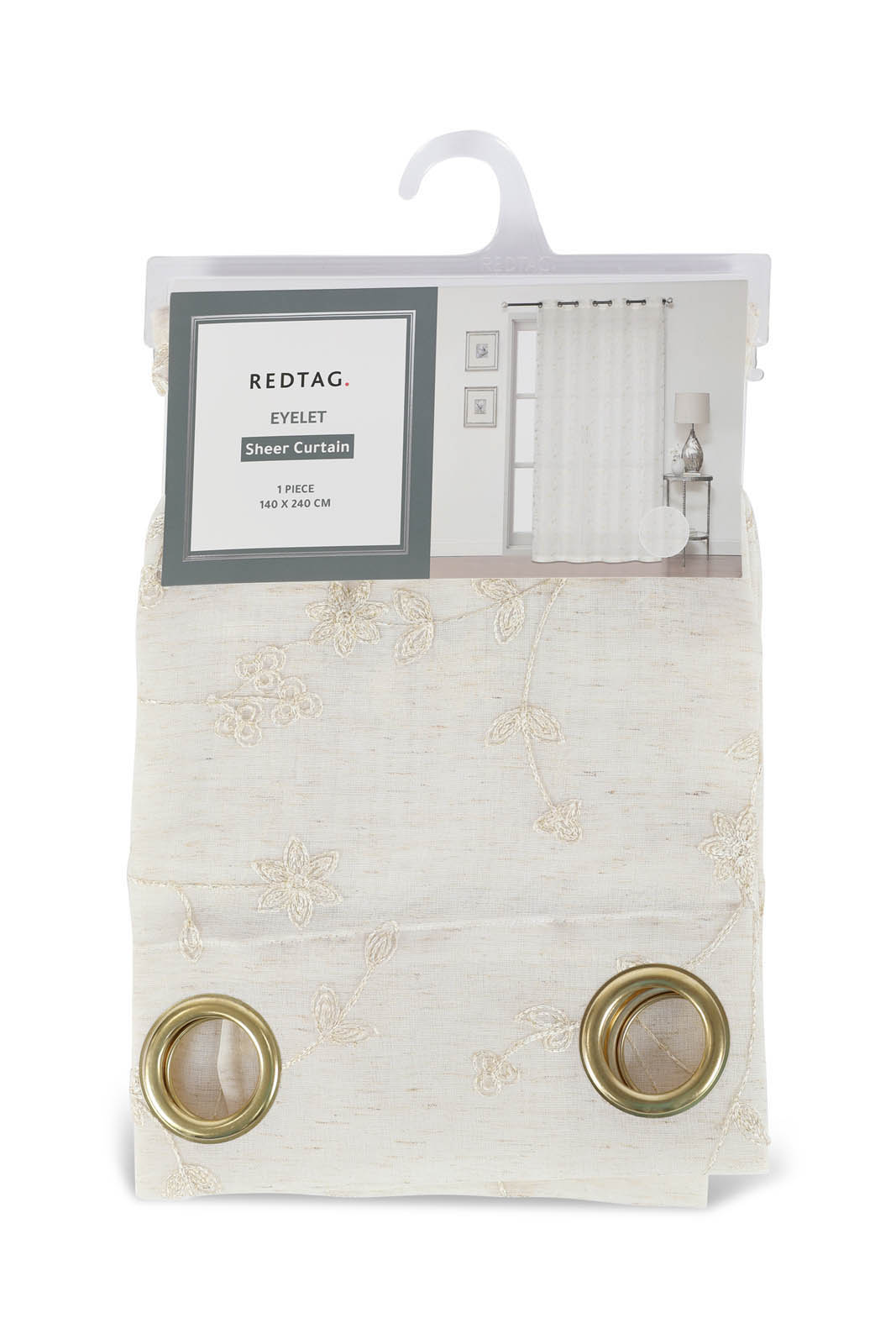Redtag-Ivory-1-Piece-Floral-Sheer-Curtain-Category:Curtains,-Colour:Ivory,-Deals:New-In,-Dept:Home,-Filter:Home-Bedroom,-HMW-BED-Curtains,-New-In-HMW-BED,-Non-Sale,-S23A,-Section:Homewares-Home-Bedroom-