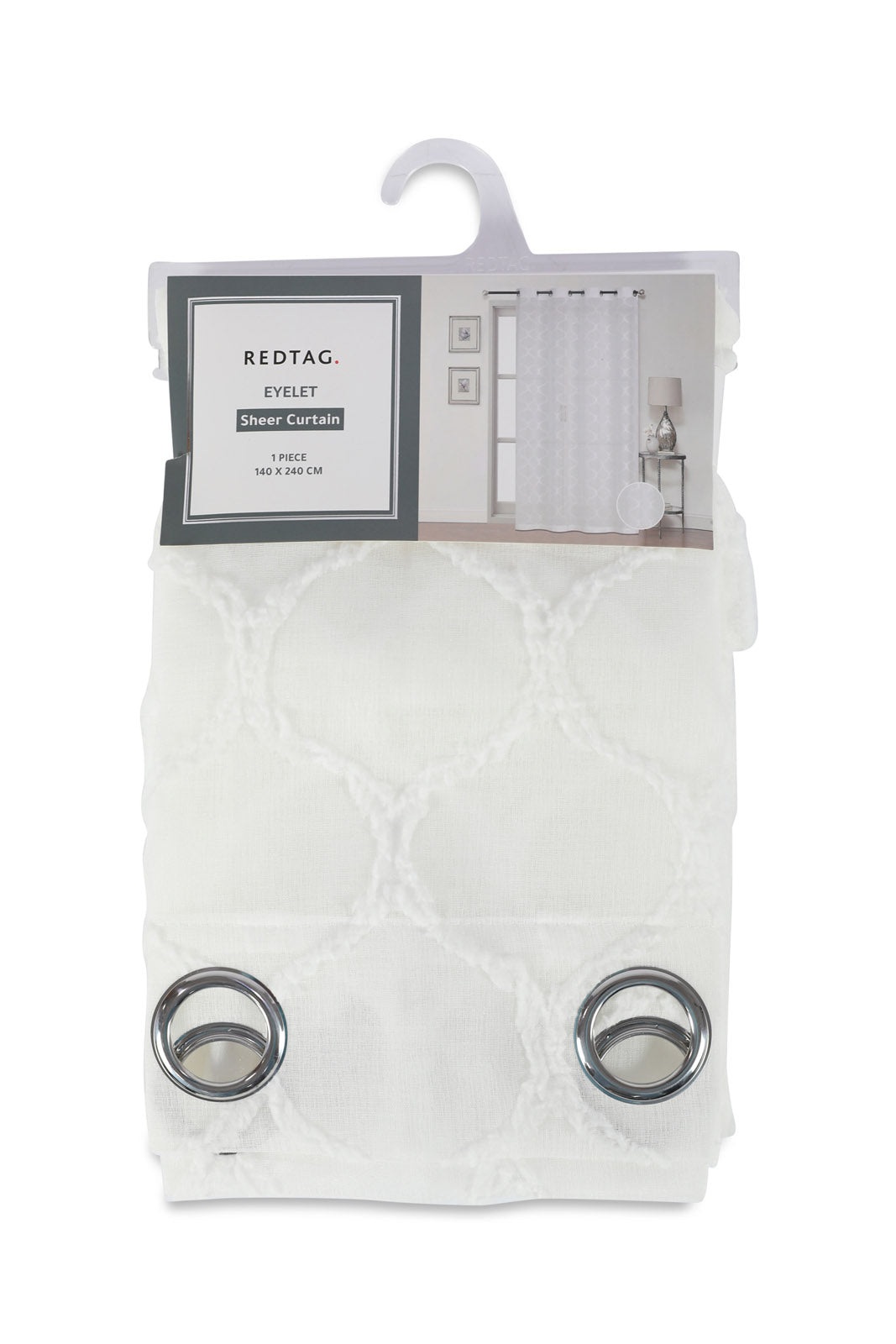 Redtag-Ivory-1-Piece-Geometric-Clip-Pattern-Sheer-Curtain-Category:Curtains,-Colour:Ivory,-Deals:New-In,-Dept:Home,-Filter:Home-Bedroom,-HMW-BED-Curtains,-New-In-HMW-BED,-Non-Sale,-S23A,-Section:Homewares-Home-Bedroom-