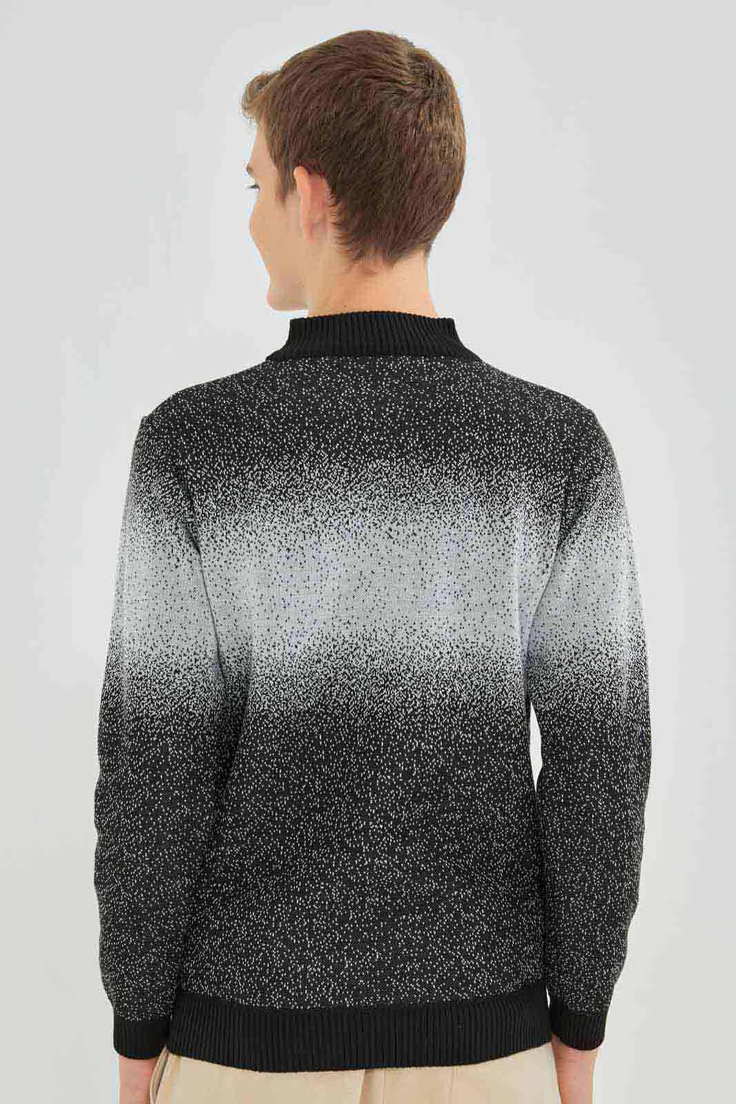 Senior Boys Black And Grey Jacquard Pullover