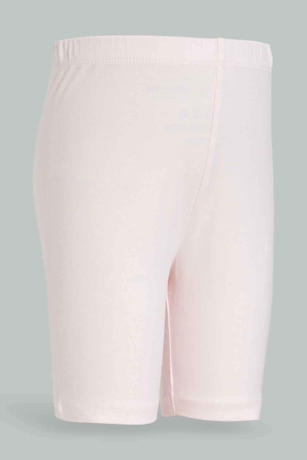 Redtag-2pk-Cycle-Short---Pink-&-Grey-Melange-365,-Category:Leggings,-Colour:Apricot,-Deals:New-In,-Dept:Girls,-Filter:Girls-(2-to-8-Yrs),-GIR-Leggings,-New-In-GIR-APL,-Non-Sale,-Section:Girls-(0-to-14Yrs)-Girls-2 to 8 Years