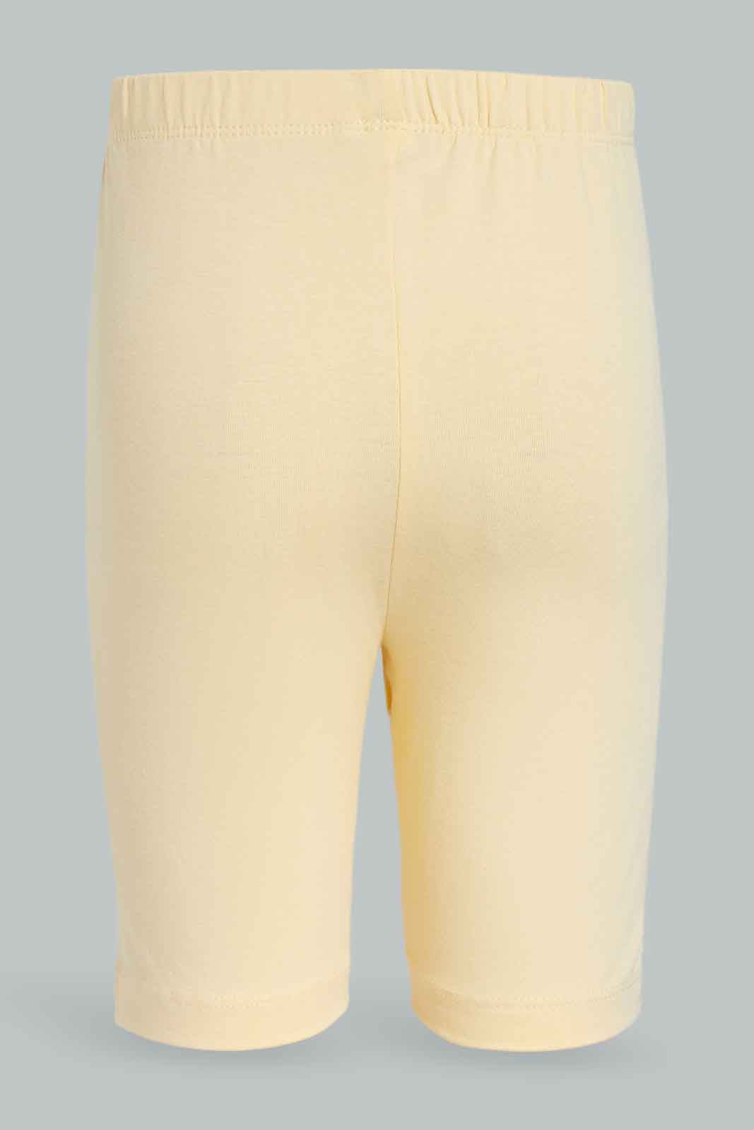 Redtag-2PK-Pack-Cycle-Short---Yello-White-365,-Category:Leggings,-Colour:Yellow,-Deals:New-In,-Dept:Girls,-Filter:Girls-(2-to-8-Yrs),-GIR-Leggings,-New-In-GIR-APL,-Non-Sale,-Section:Girls-(0-to-14Yrs)-Girls-2 to 8 Years