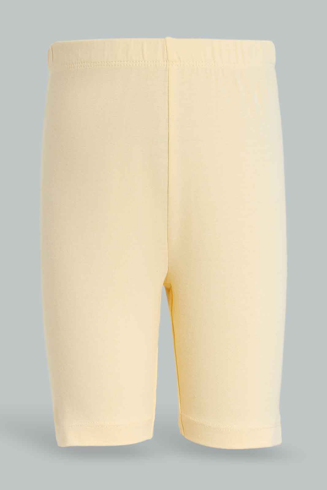 Redtag-2PK-Pack-Cycle-Short---Yello-White-365,-Category:Leggings,-Colour:Yellow,-Deals:New-In,-Dept:Girls,-Filter:Girls-(2-to-8-Yrs),-GIR-Leggings,-New-In-GIR-APL,-Non-Sale,-Section:Girls-(0-to-14Yrs)-Girls-2 to 8 Years