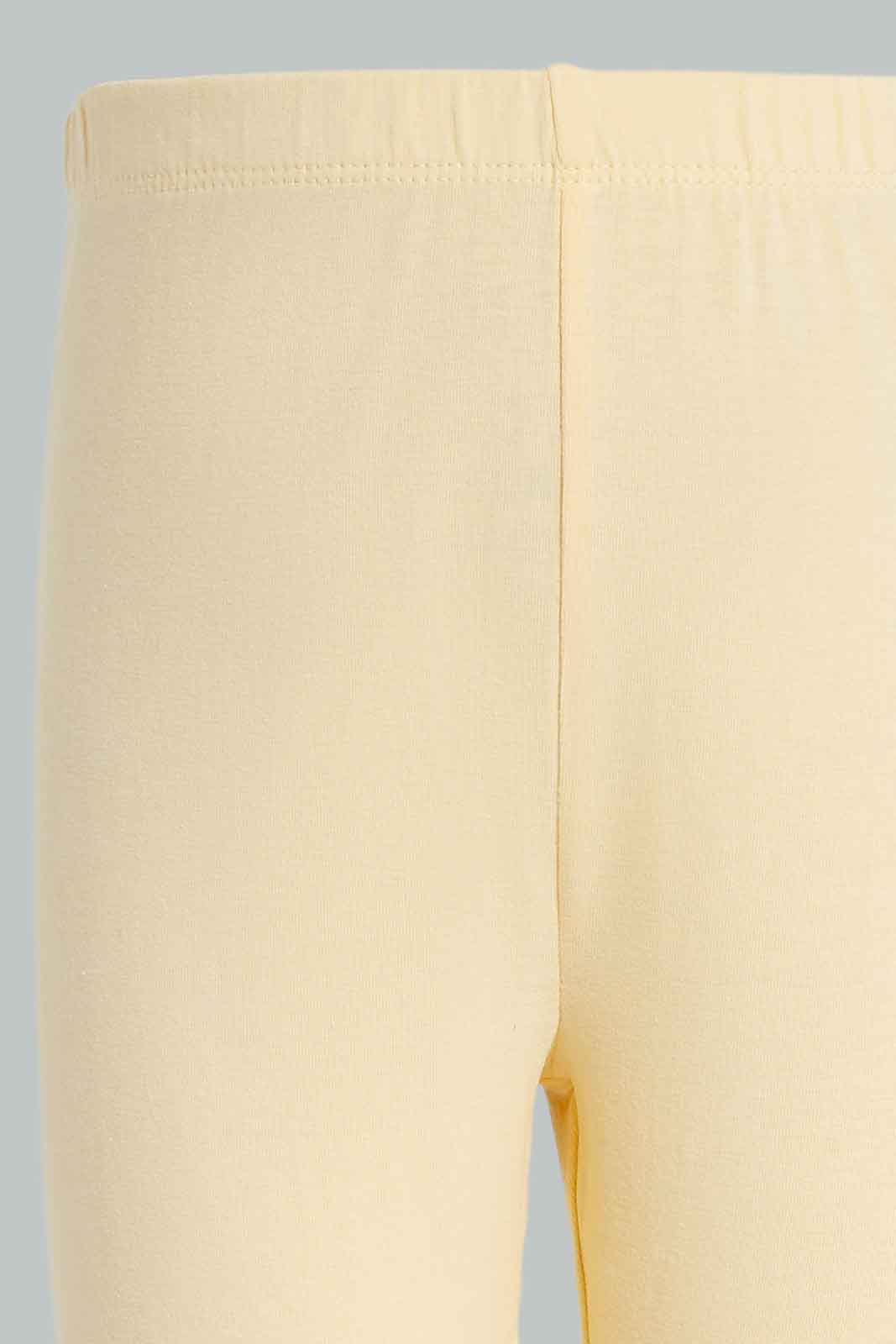 Redtag-2PK-Pack-Cycle-Short---Yello-White-365,-Category:Leggings,-Colour:Yellow,-Deals:New-In,-Dept:Girls,-Filter:Girls-(2-to-8-Yrs),-GIR-Leggings,-New-In-GIR-APL,-Non-Sale,-Section:Girls-(0-to-14Yrs)-Girls-2 to 8 Years