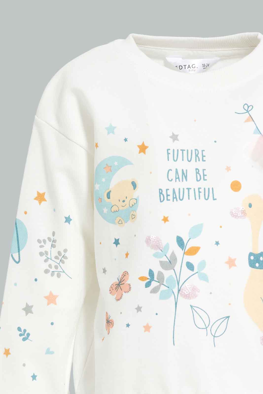 Redtag-Ivory-All-Over-Artwork-Sweatshirt-Category:Sweatshirts,-Colour:Ivory,-Deals:New-In,-Dept:Girls,-Filter:Infant-Girls-(3-to-24-Mths),-ING-Sweatshirts,-New-In-ING-APL,-Non-Sale,-Section:Girls-(0-to-14Yrs),-W22A-Infant-Girls-3 to 24 Months