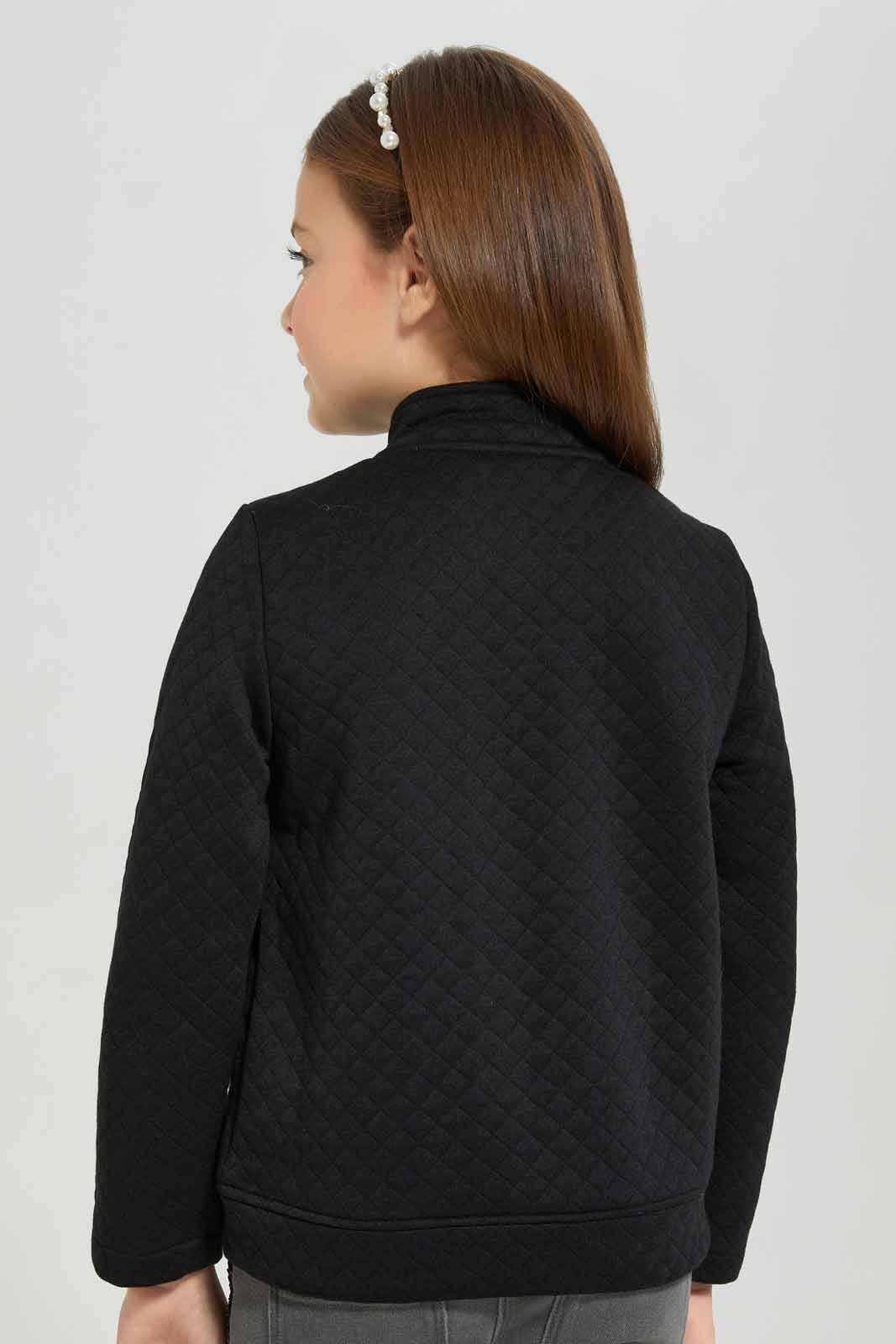 Redtag-Black-Jacquard-Biker-Jacket-Category:Jackets,-Colour:Black,-Deals:New-In,-Filter:Girls-(2-to-8-Yrs),-GIR-Jackets,-New-In-GIR-APL,-Non-Sale,-Section:Girls-(0-to-14Yrs),-W22B-Girls-2 to 8 Years